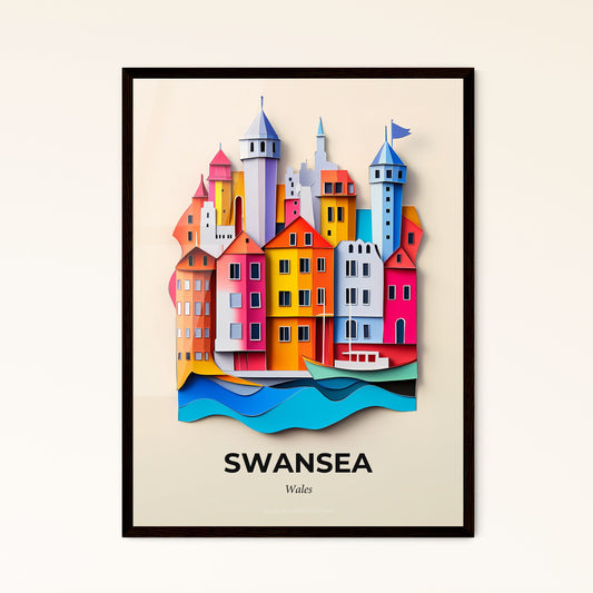 Vivid Swansea, Wales - a paper cut of a city with a boat