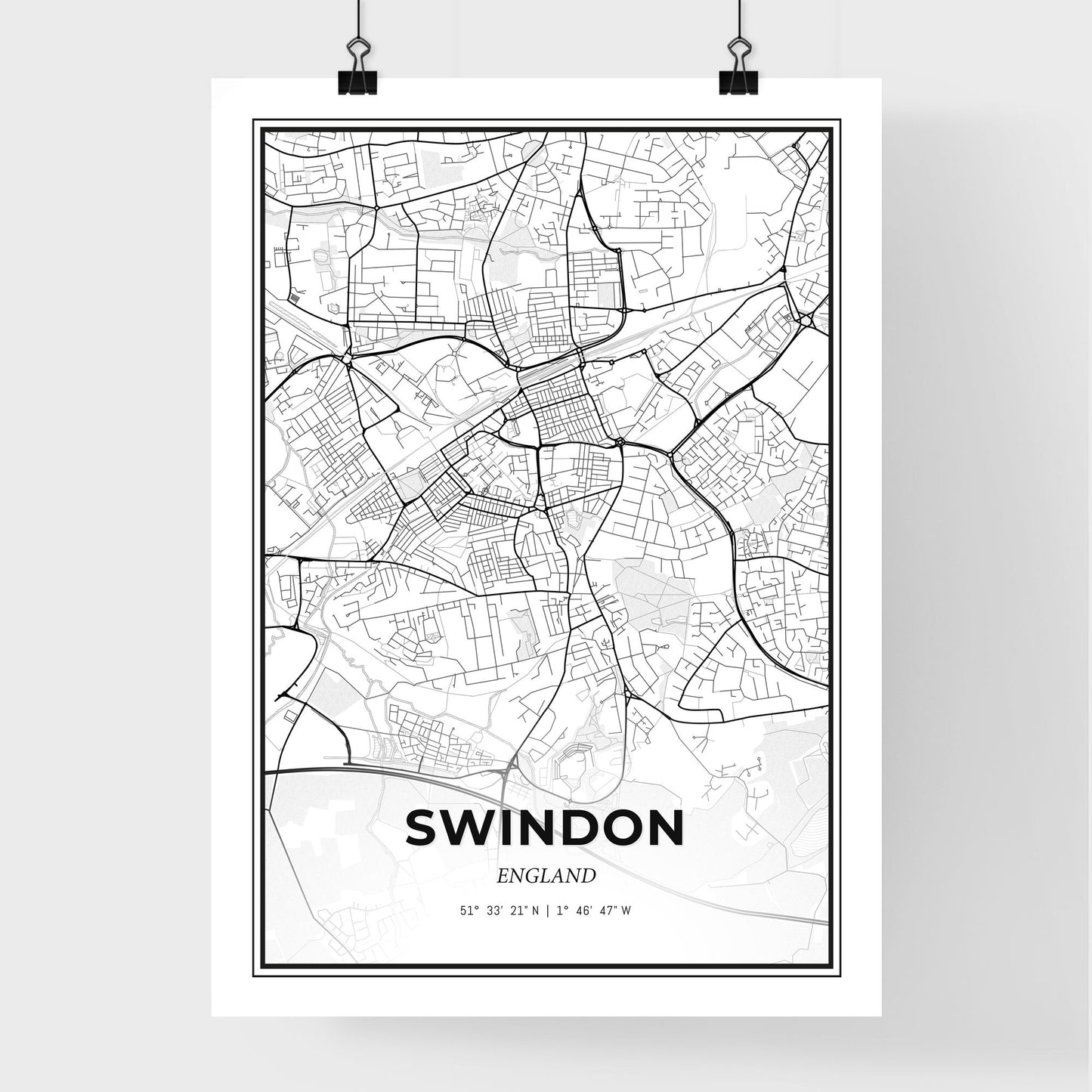 Swindon England - Premium City Map Poster