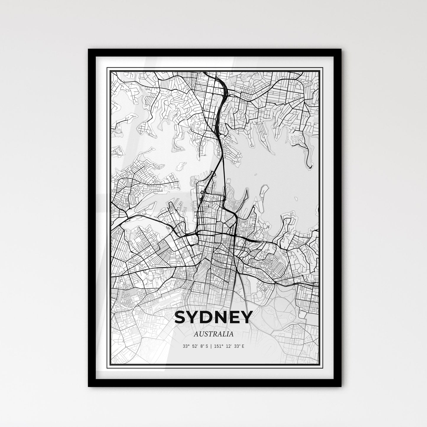 Sydney Australia - Scandinavian Style City Map for Modern Home Decor