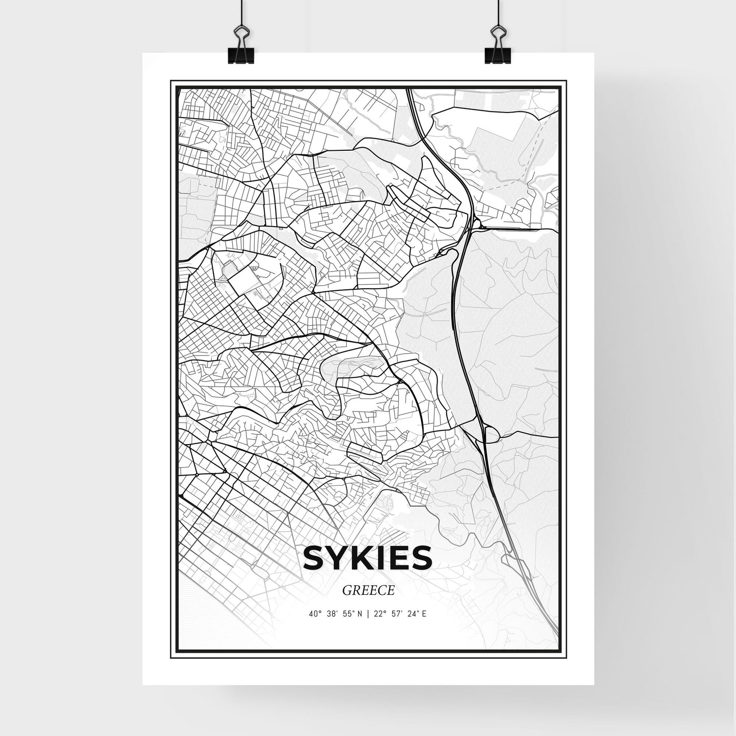 Sykies Greece - Premium City Map Poster