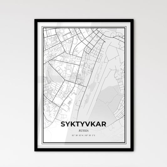 Syktyvkar Russia - Scandinavian Style City Map for Modern Home Decor