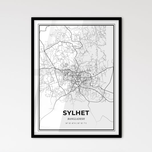 Sylhet Bangladesh - Scandinavian Style City Map for Modern Home Decor