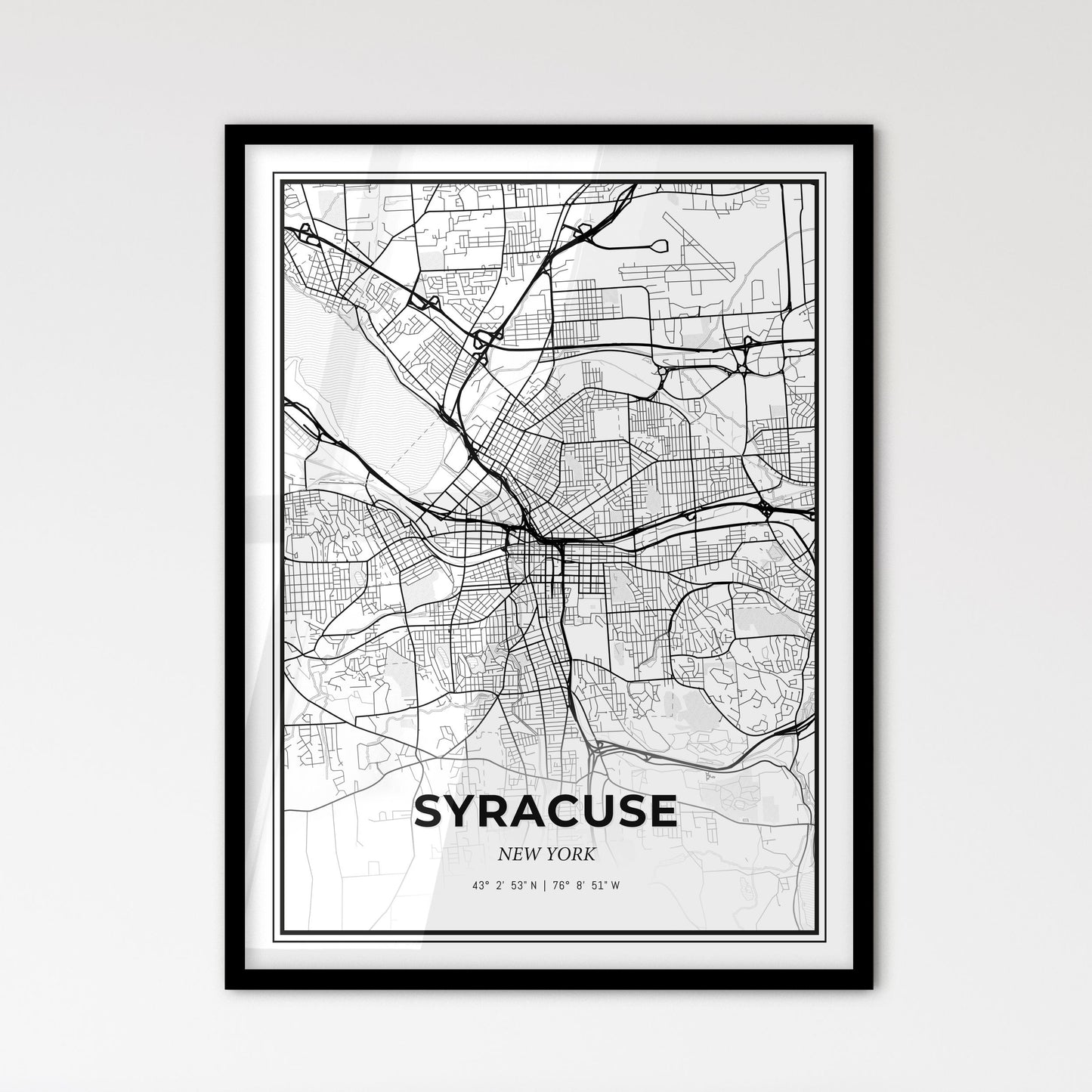 Syracuse New York - Scandinavian Style City Map for Modern Home Decor