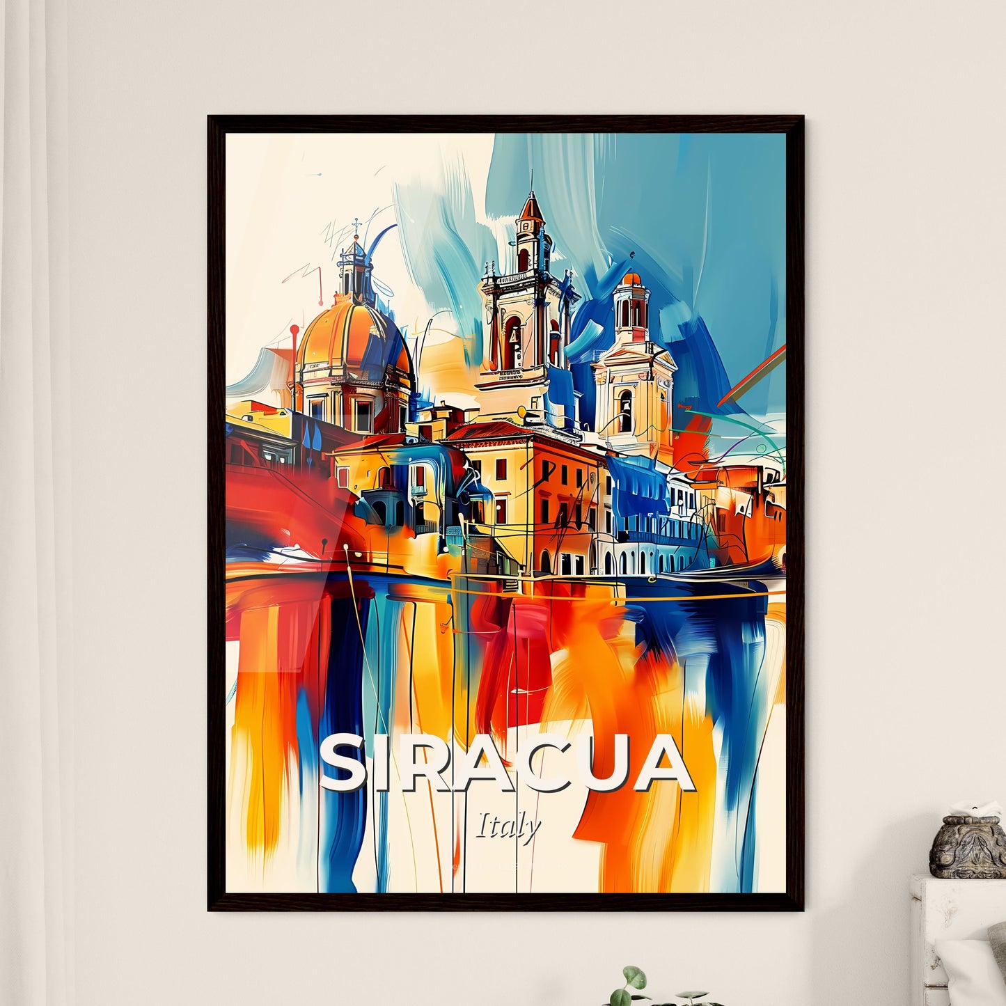 Vibrant Siracua, Italy - A Painting Of A City