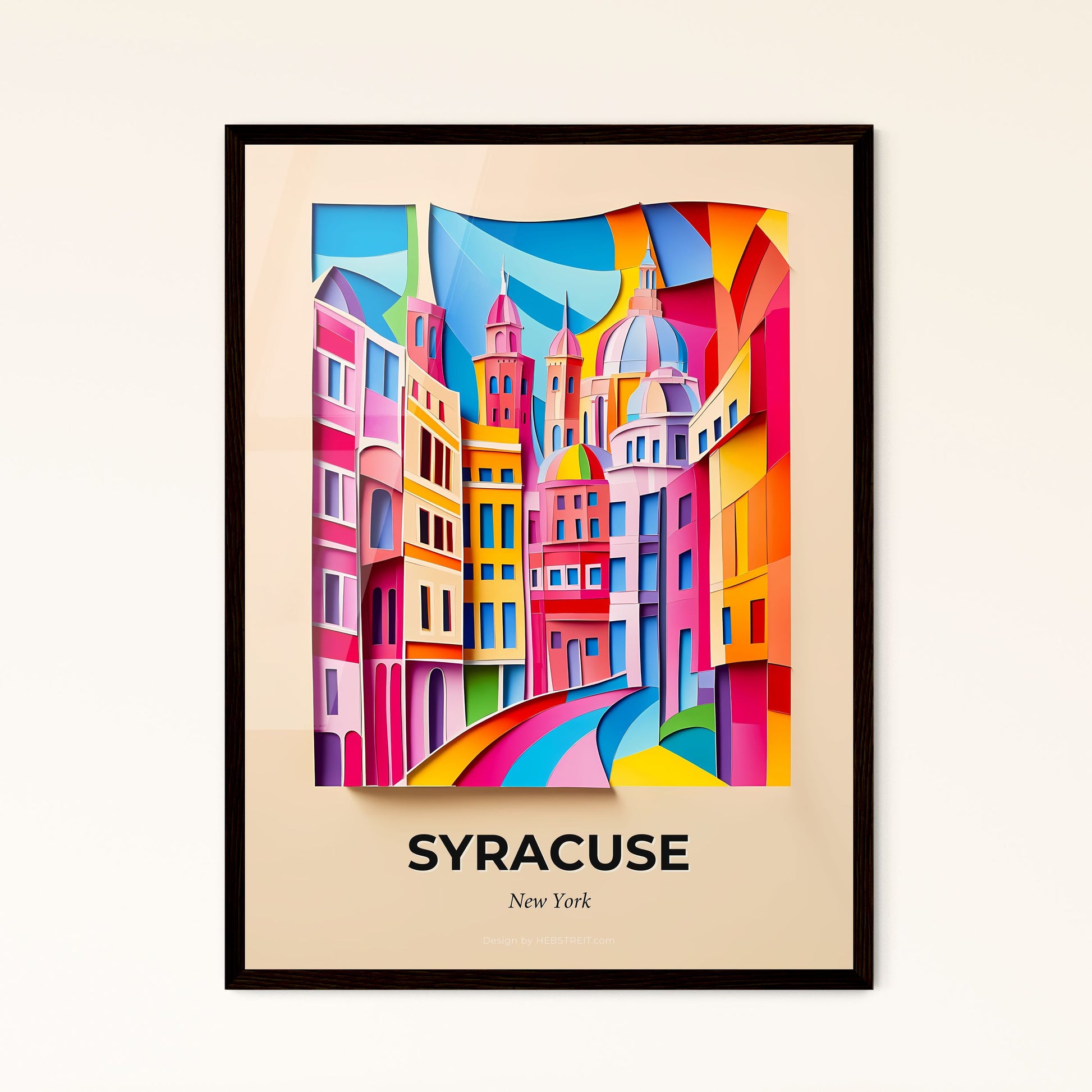 Vivid Syracuse, New York - a painting of a city with a clock tower