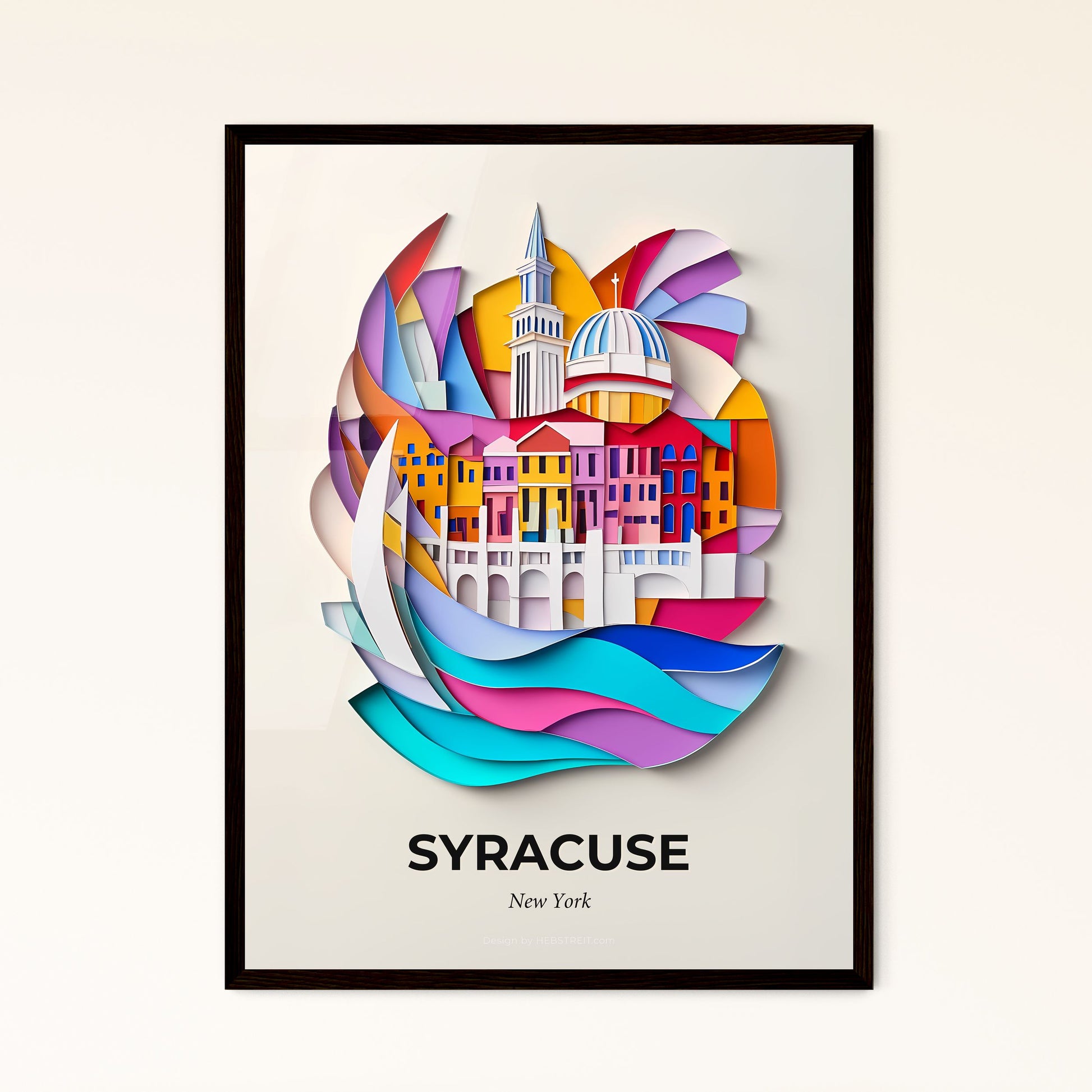 Vivid Syracuse, New York - a paper cut of a city with a church