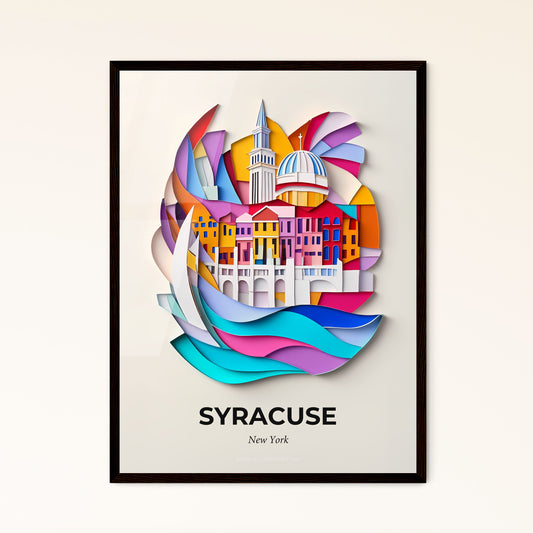 Vivid Syracuse, New York - a paper cut of a city with a church