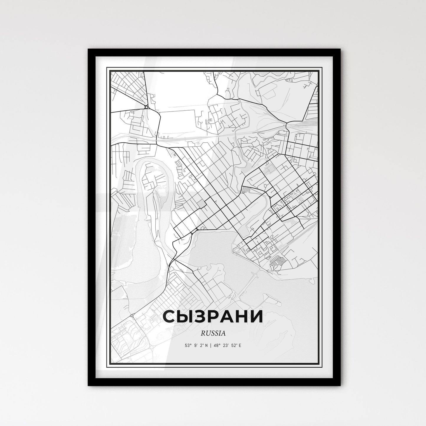 Syzran Russia - Scandinavian Style City Map for Modern Home Decor