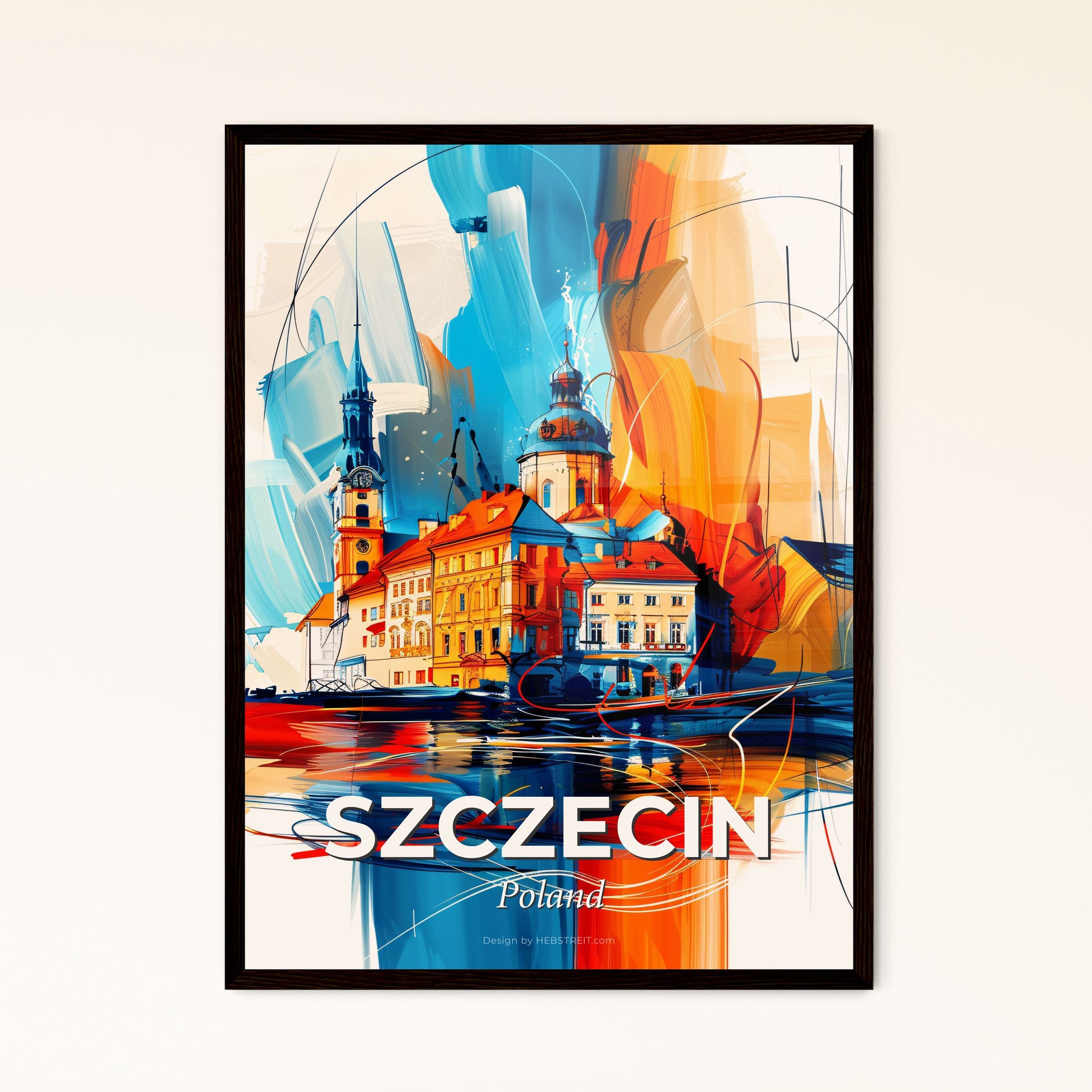 Vibrant Szczecin, Poland - A Painting Of A Building