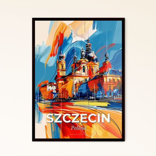 Vibrant Szczecin, Poland - A Painting Of A Building