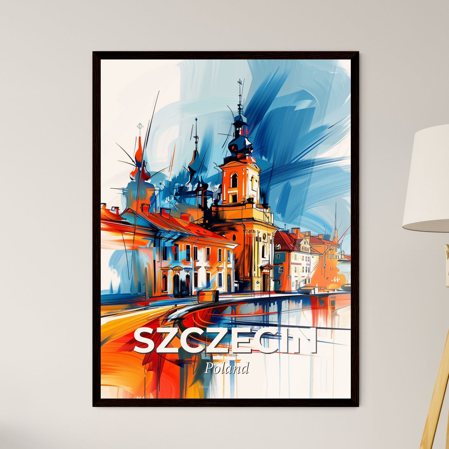 Vibrant Szczecin, Poland - A Painting Of A Building