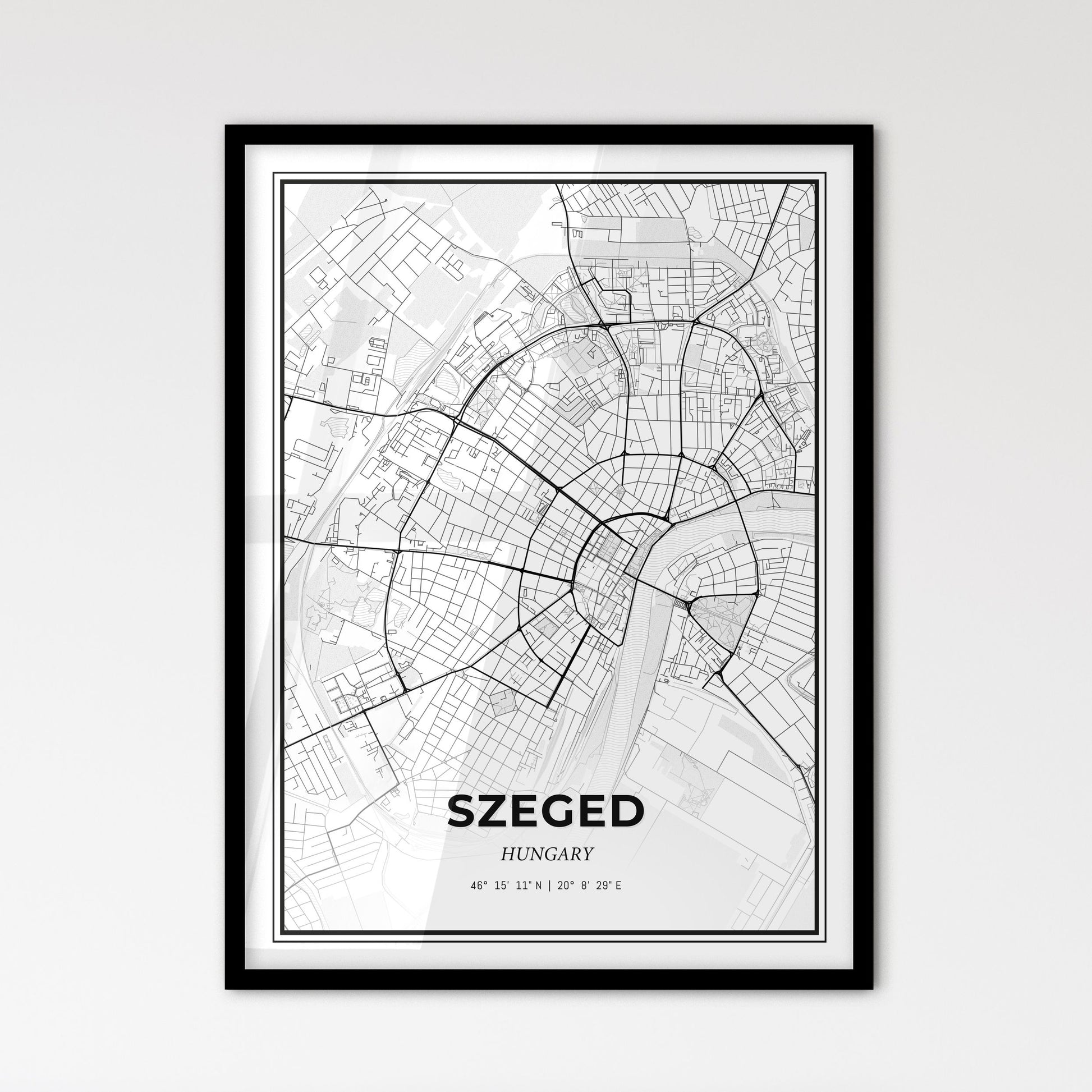 Szeged Hungary - Scandinavian Style City Map for Modern Home Decor