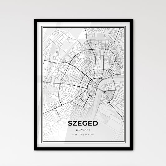 Szeged Hungary - Scandinavian Style City Map for Modern Home Decor