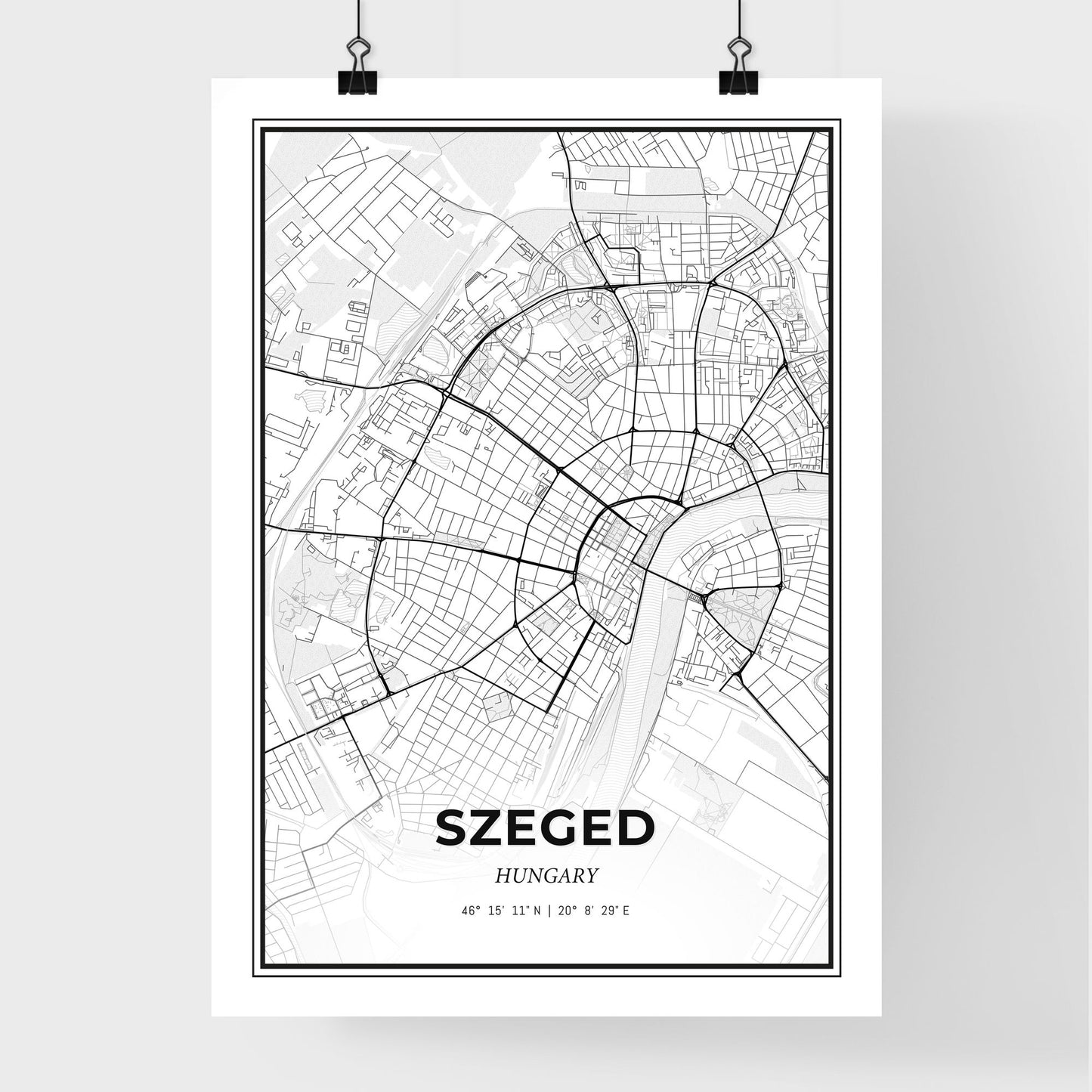 Szeged Hungary - Premium City Map Poster