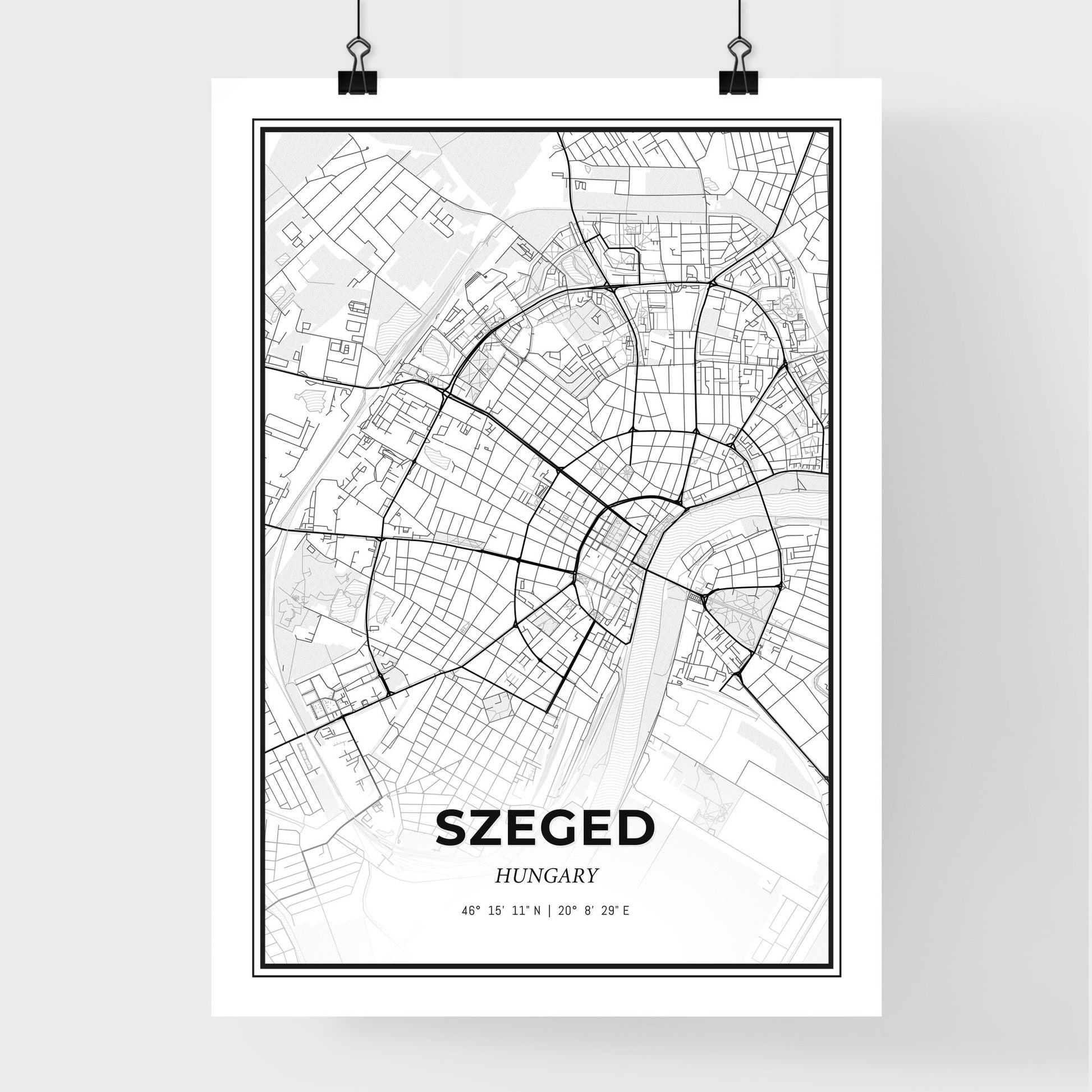 Szeged Hungary - Premium City Map Poster