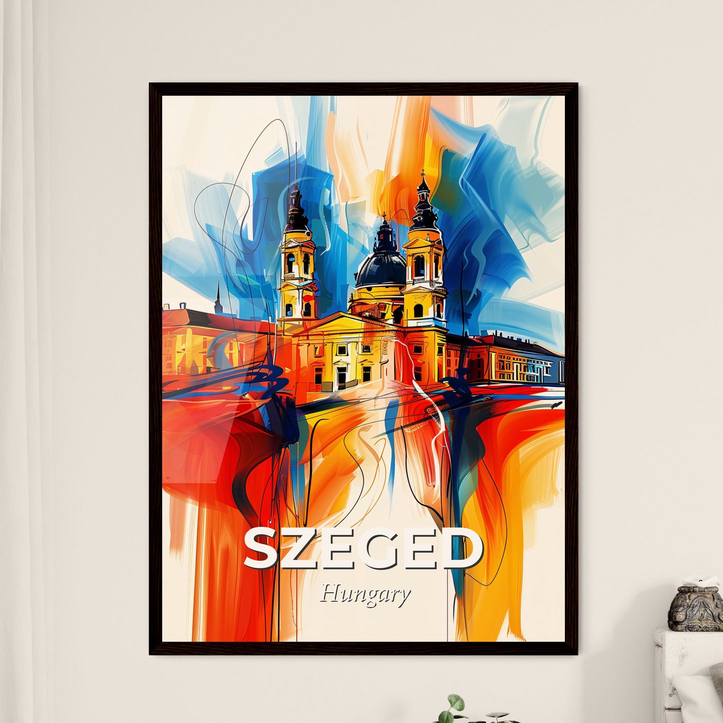 Vibrant Szeged, Hungary - A Painting Of A Building