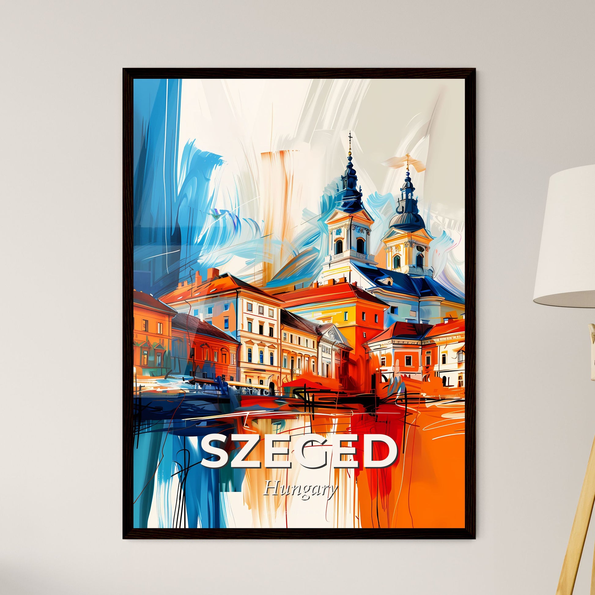 Vibrant Szeged, Hungary - A Colorful Painting Of A Town