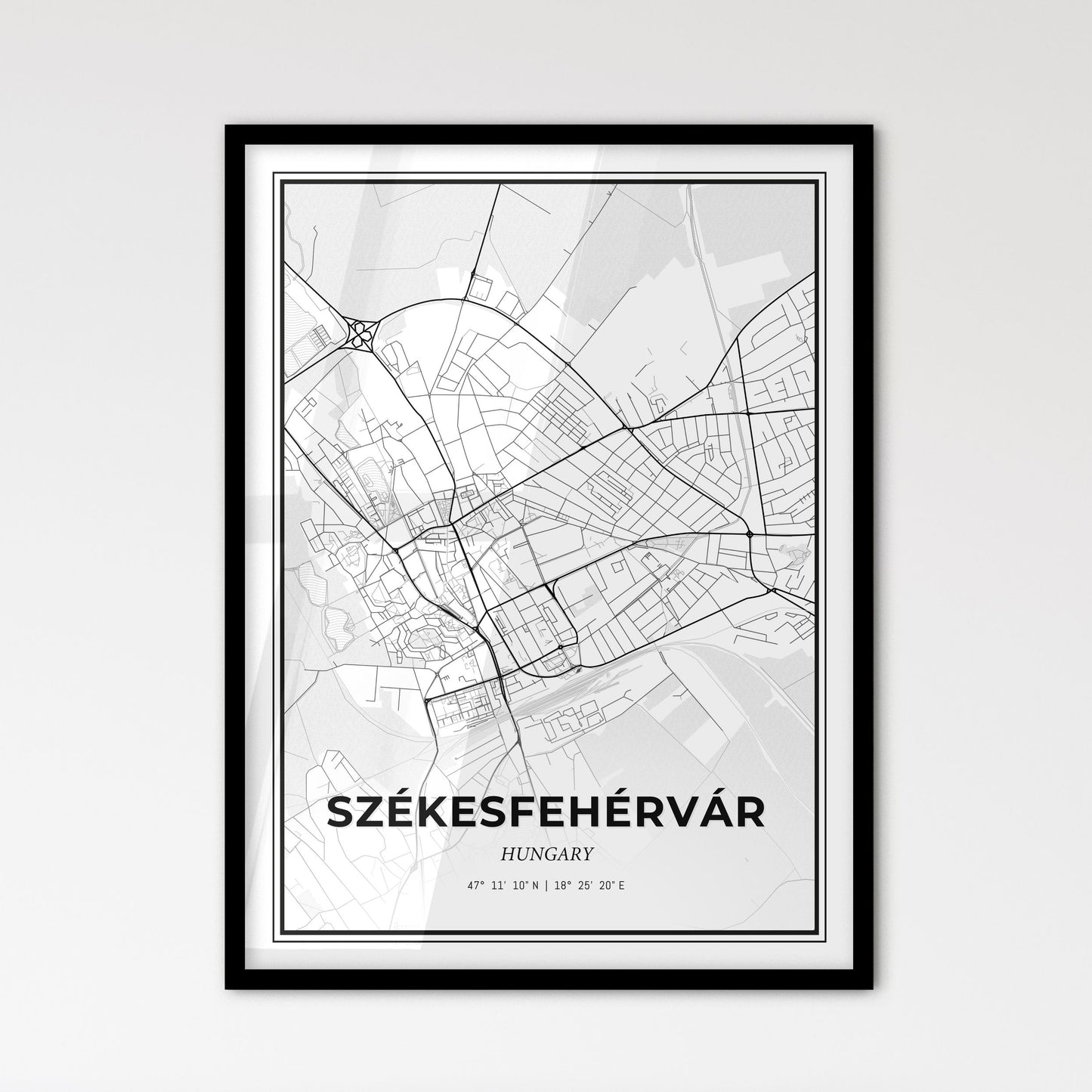 Székesfehérvár Hungary - Scandinavian Style City Map for Modern Home Decor