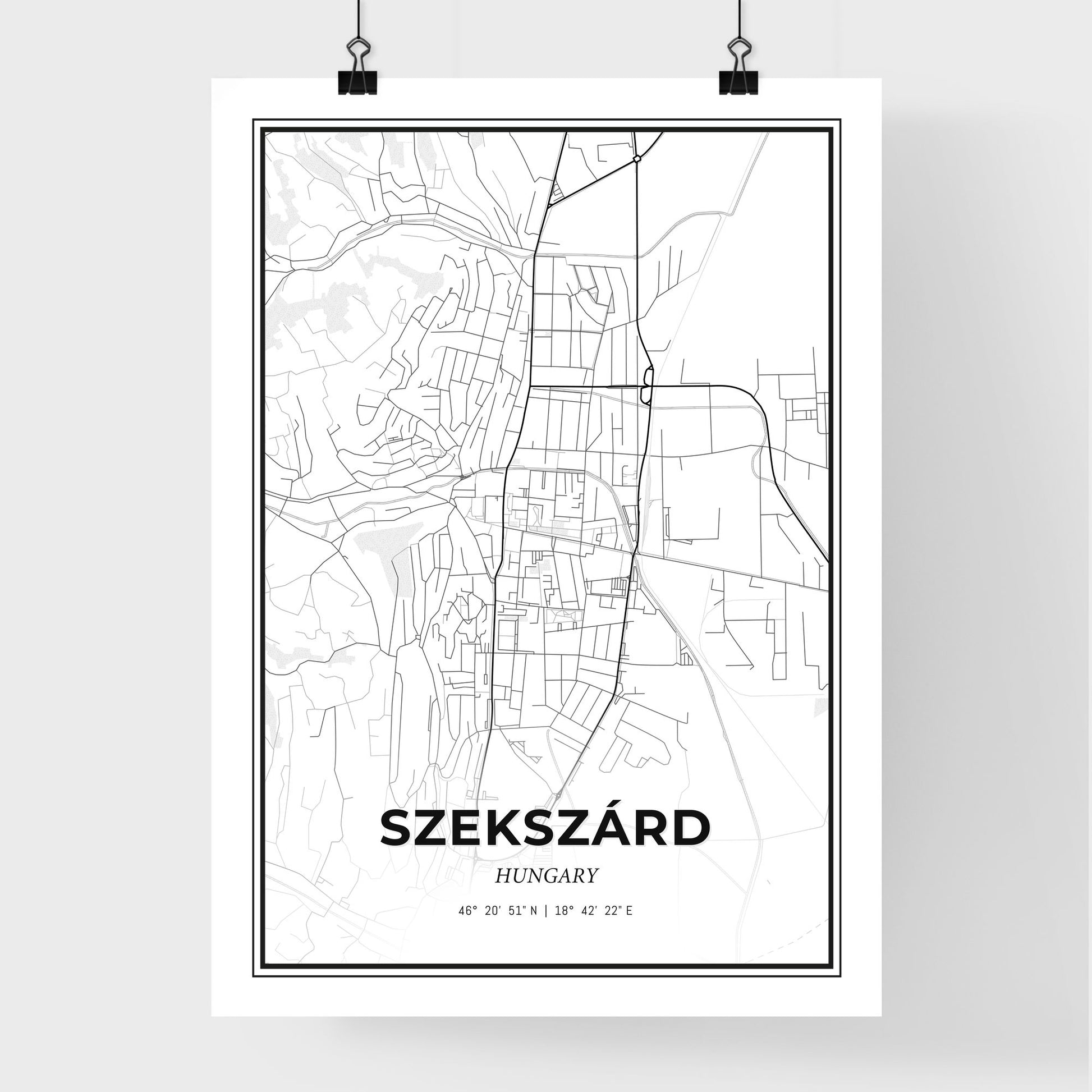 Szekszárd Hungary - Premium City Map Poster