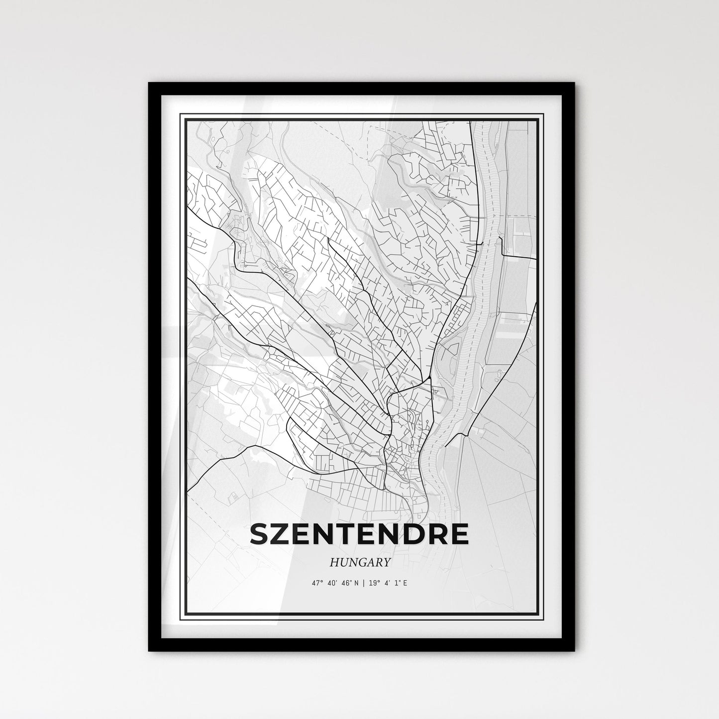 Szentendre Hungary - Scandinavian Style City Map for Modern Home Decor