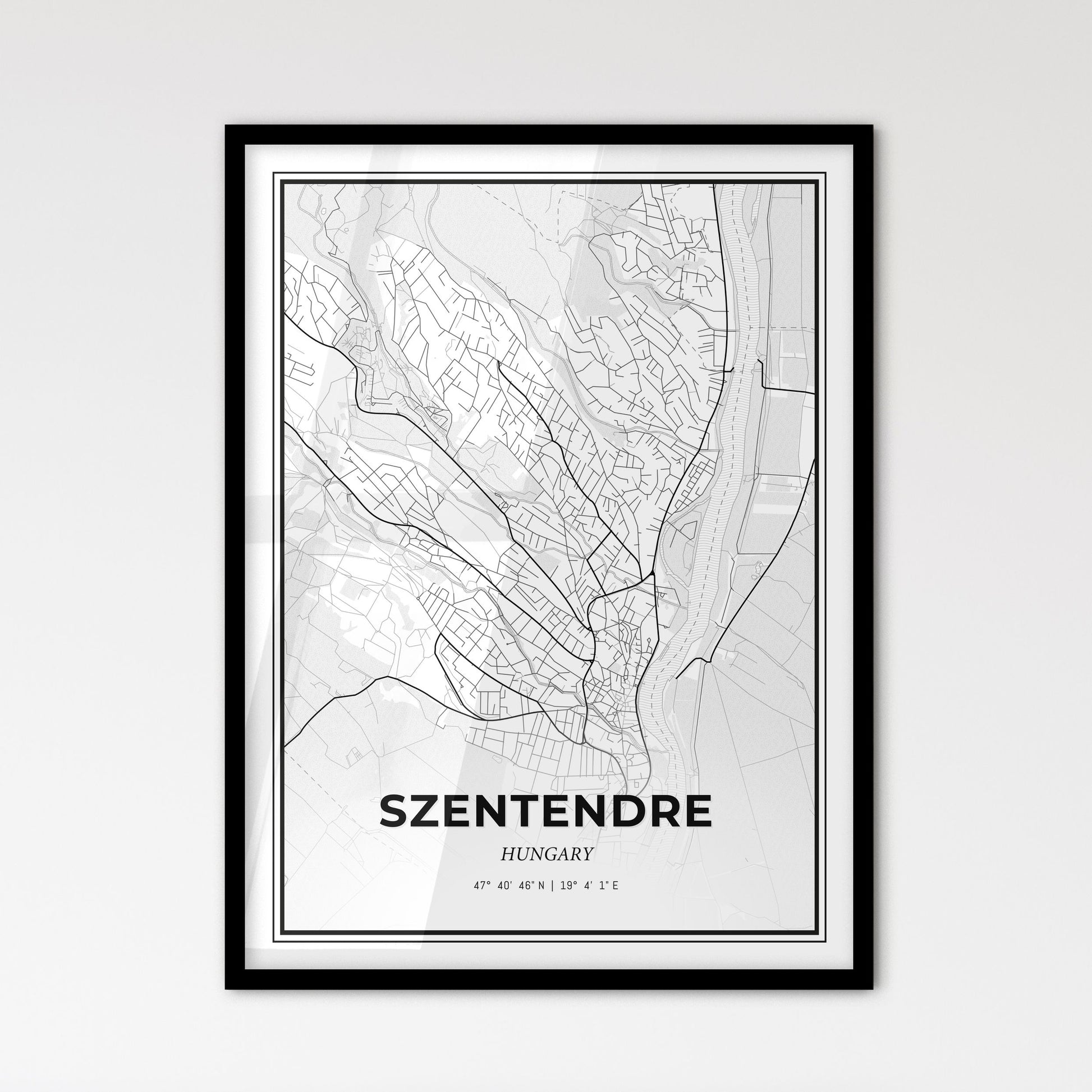 Szentendre Hungary - Scandinavian Style City Map for Modern Home Decor