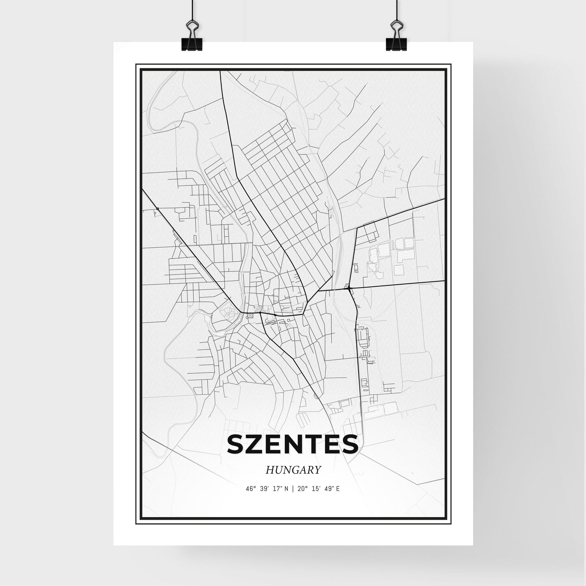 Szentes Hungary - Premium City Map Poster