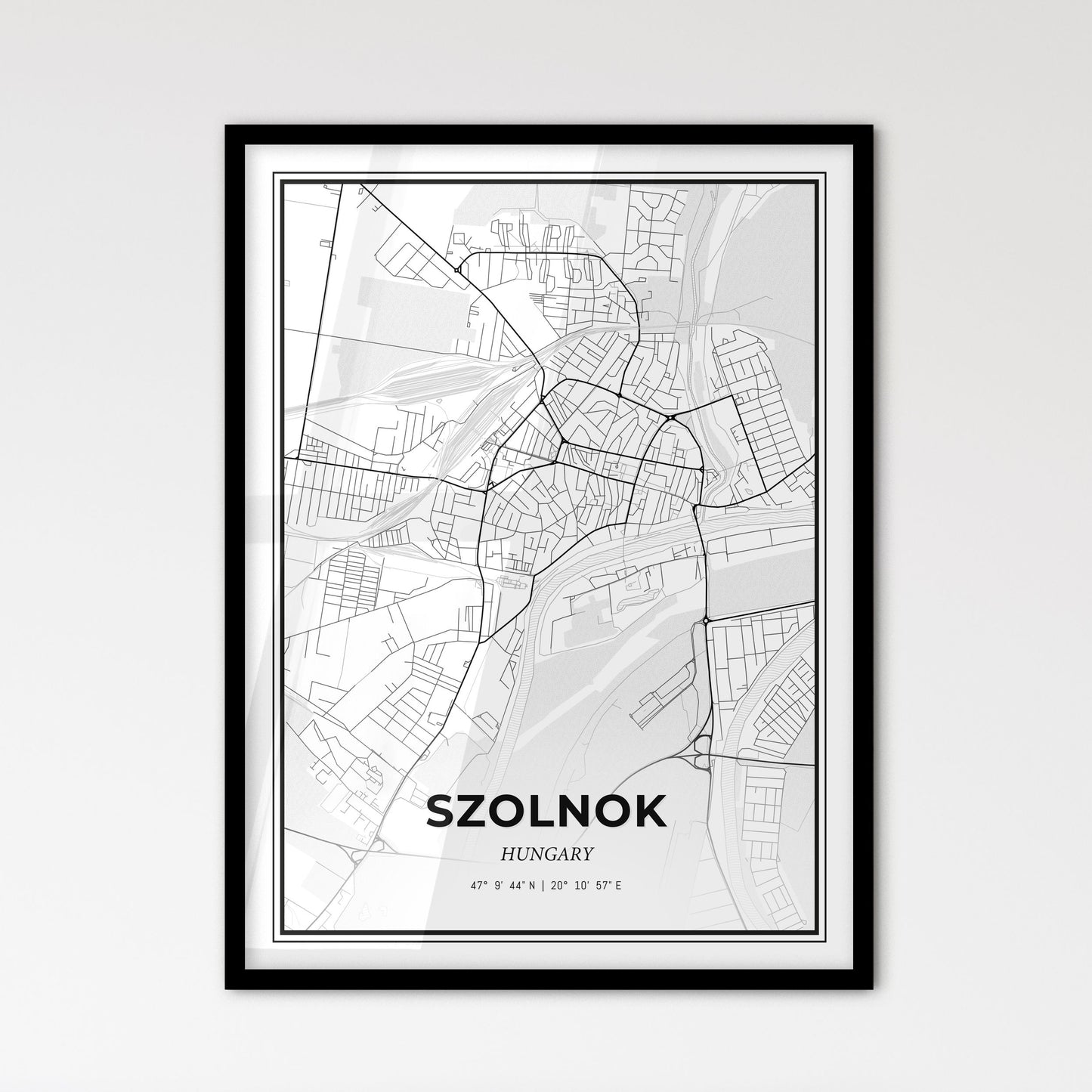 Szolnok Hungary - Scandinavian Style City Map for Modern Home Decor