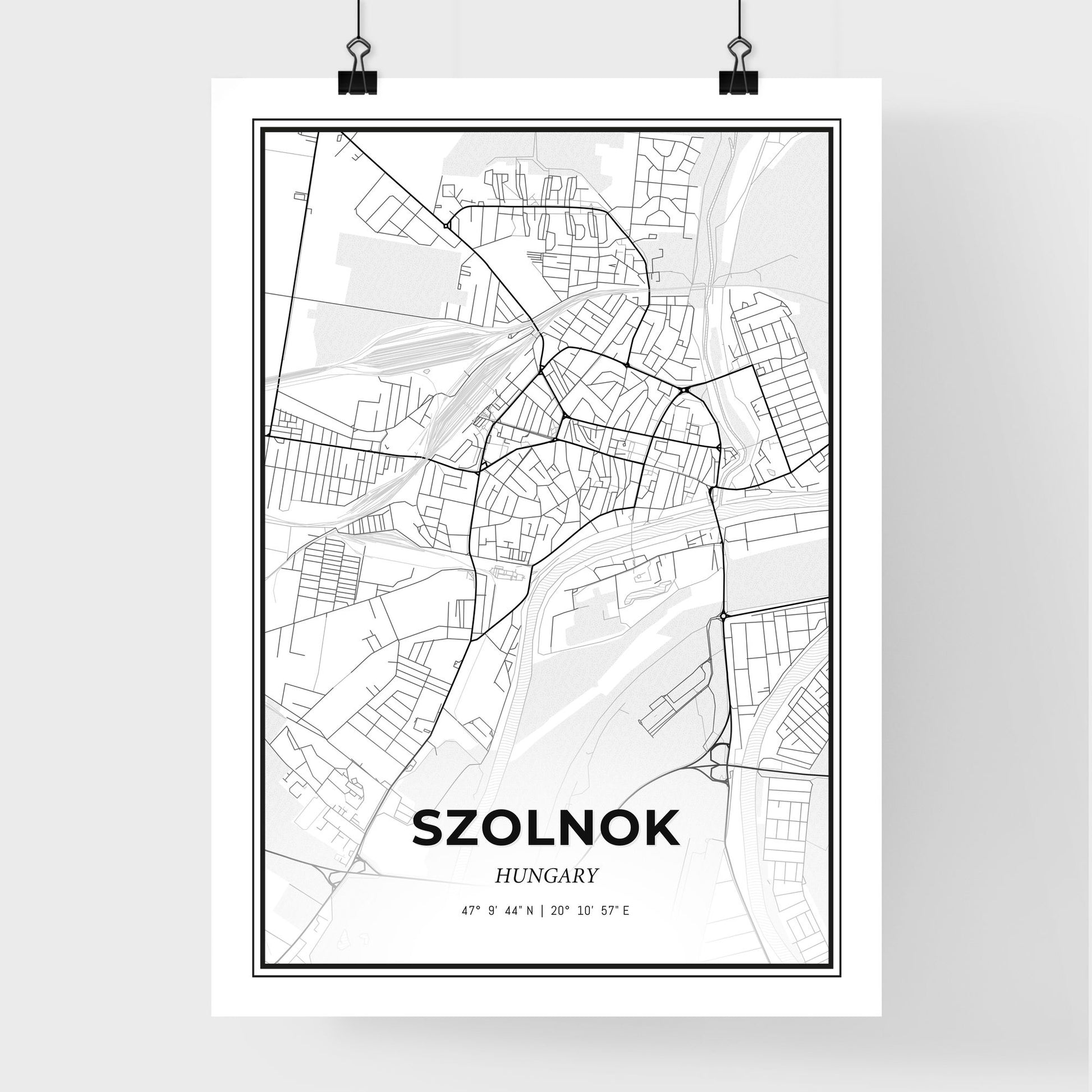 Szolnok Hungary - Premium City Map Poster