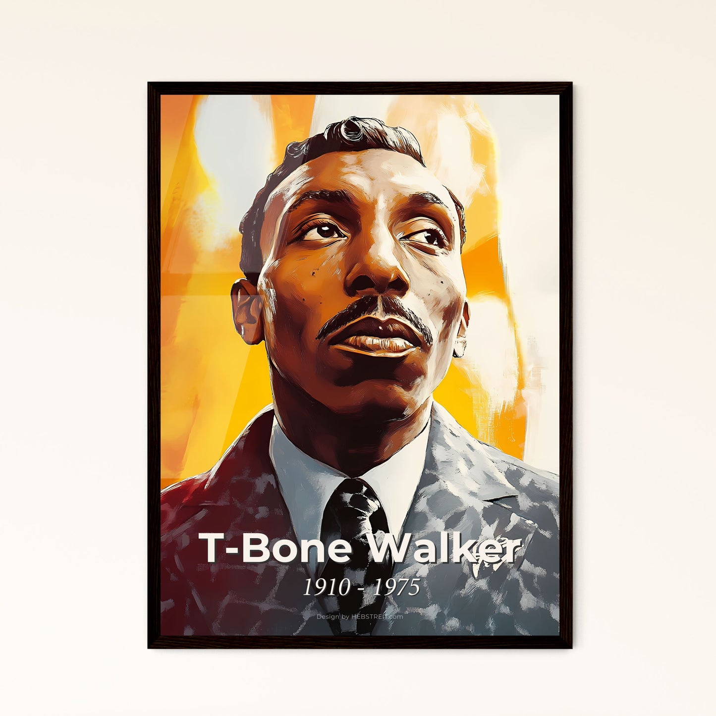 Portrait of T-Bone Walker, 1910 - 1975. Impressionistic painting of a man in a suit and tie.