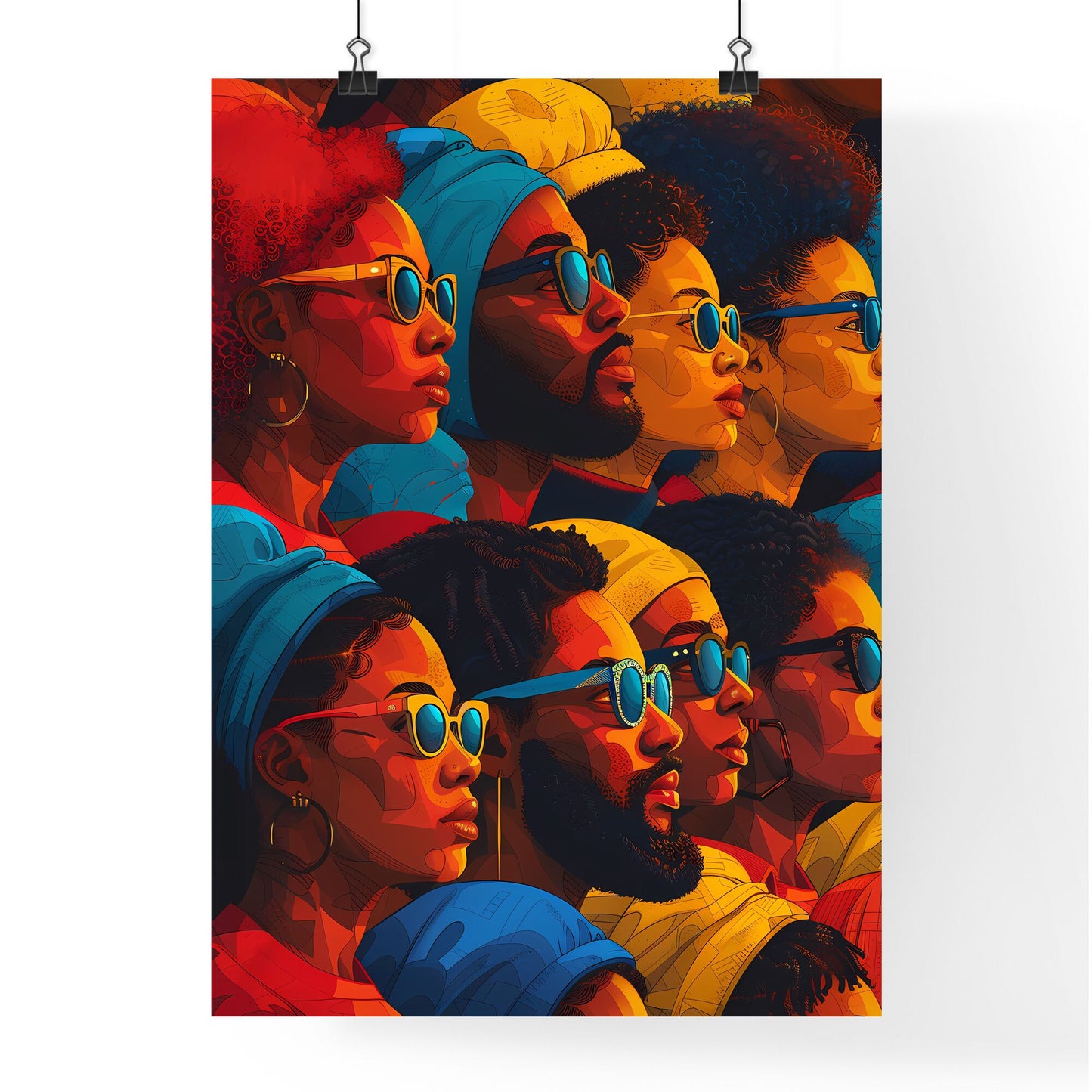 Modern art T-shirt design mockup with inclusivity theme featuring diverse characters in stylized painting style, available in five color options to match shirt hues Default Title