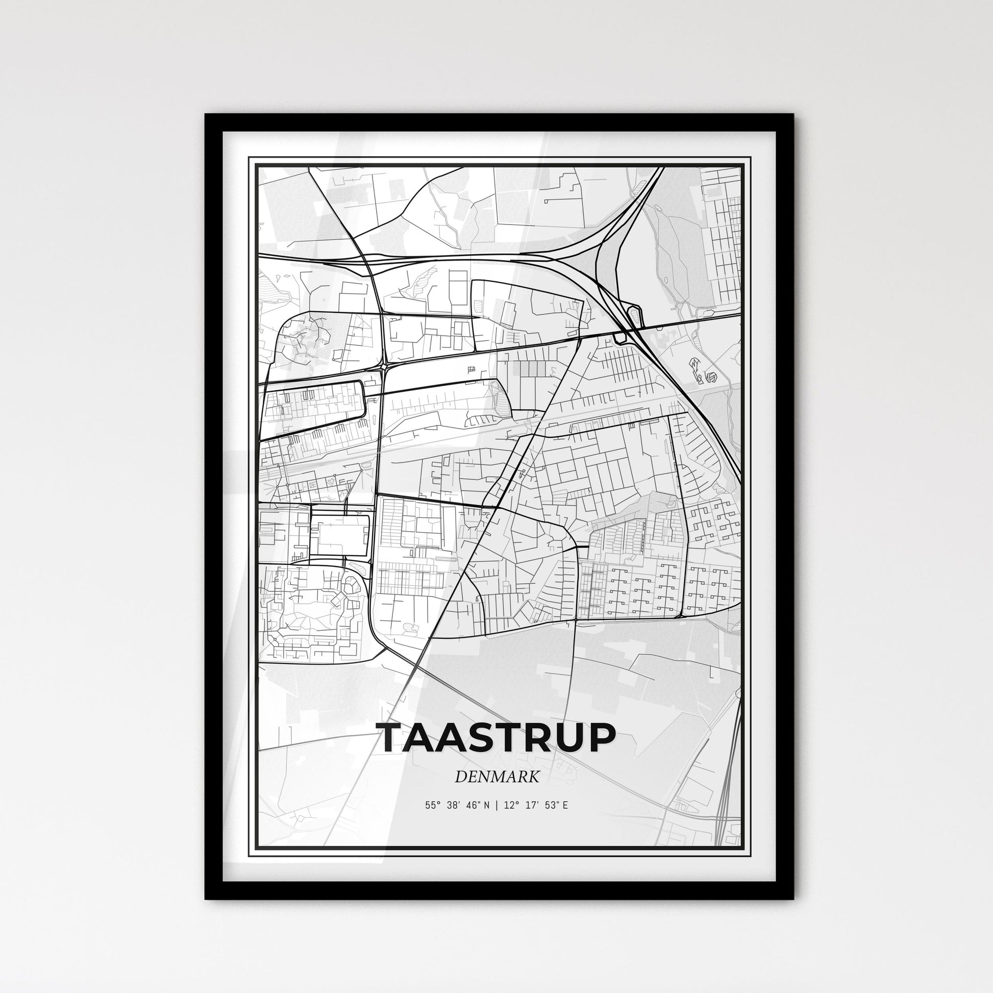 Taastrup Denmark - Scandinavian Style City Map for Modern Home Decor