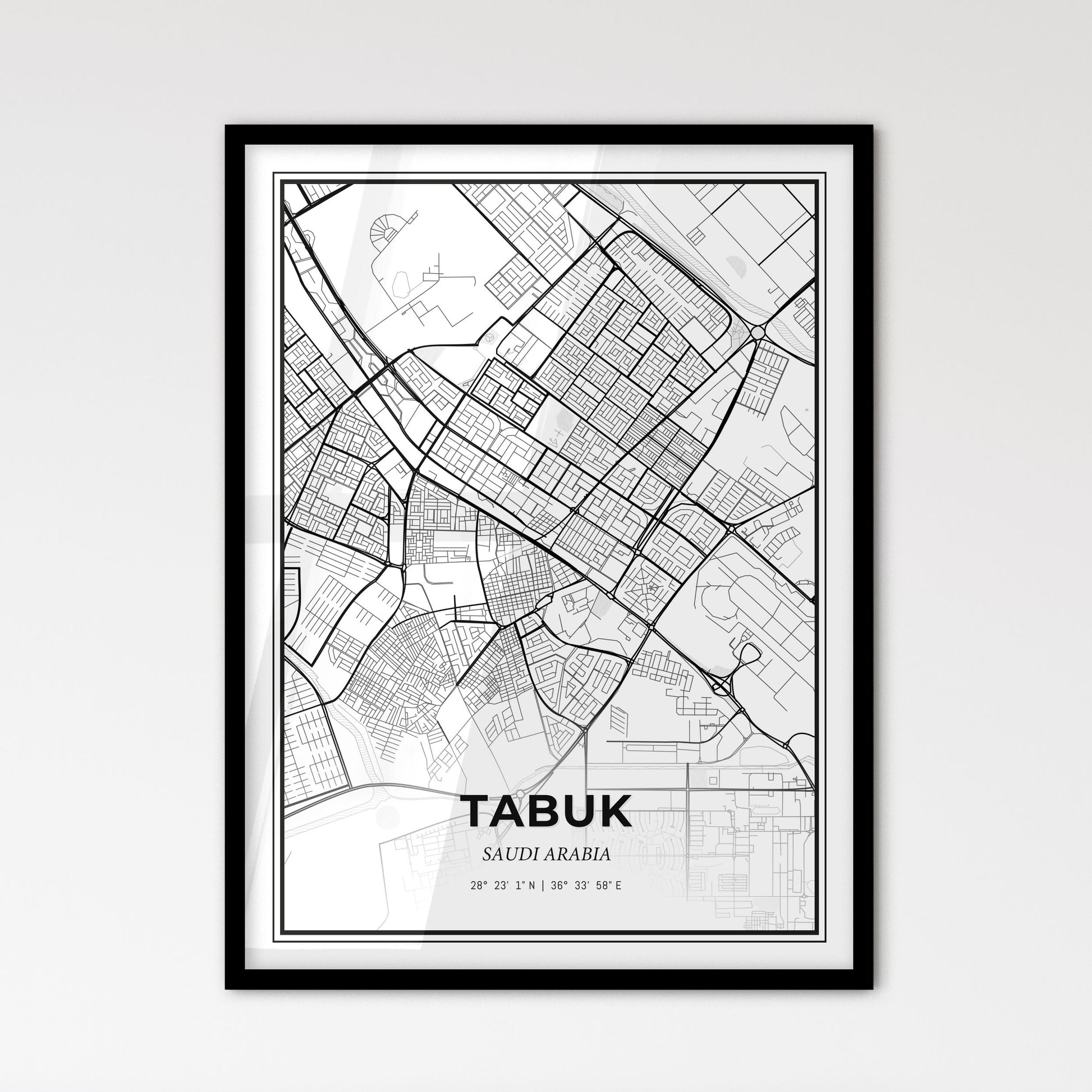 Tabuk Saudi Arabia - Scandinavian Style City Map for Modern Home Decor