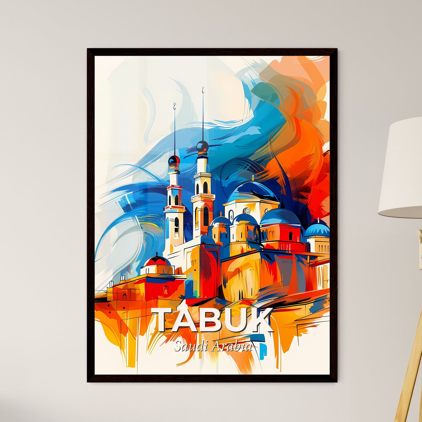 Vibrant Tabuk, Saudi Arabia - A Painting Of A Building With Towers And Domes