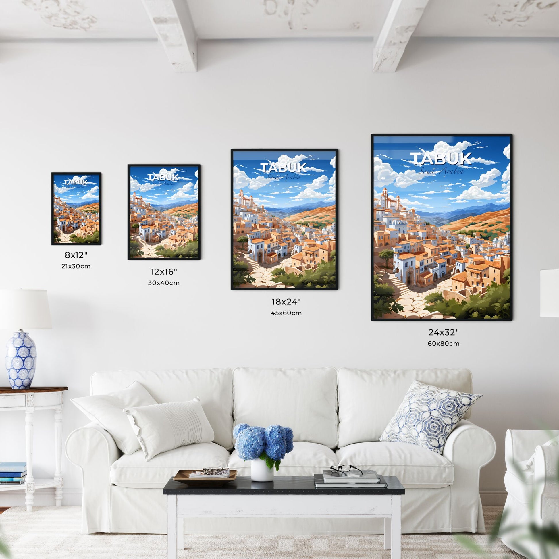 Vibrant Cartoon Art Painting Cityscape Tabuk Saudi Arabia Skyline Default Title