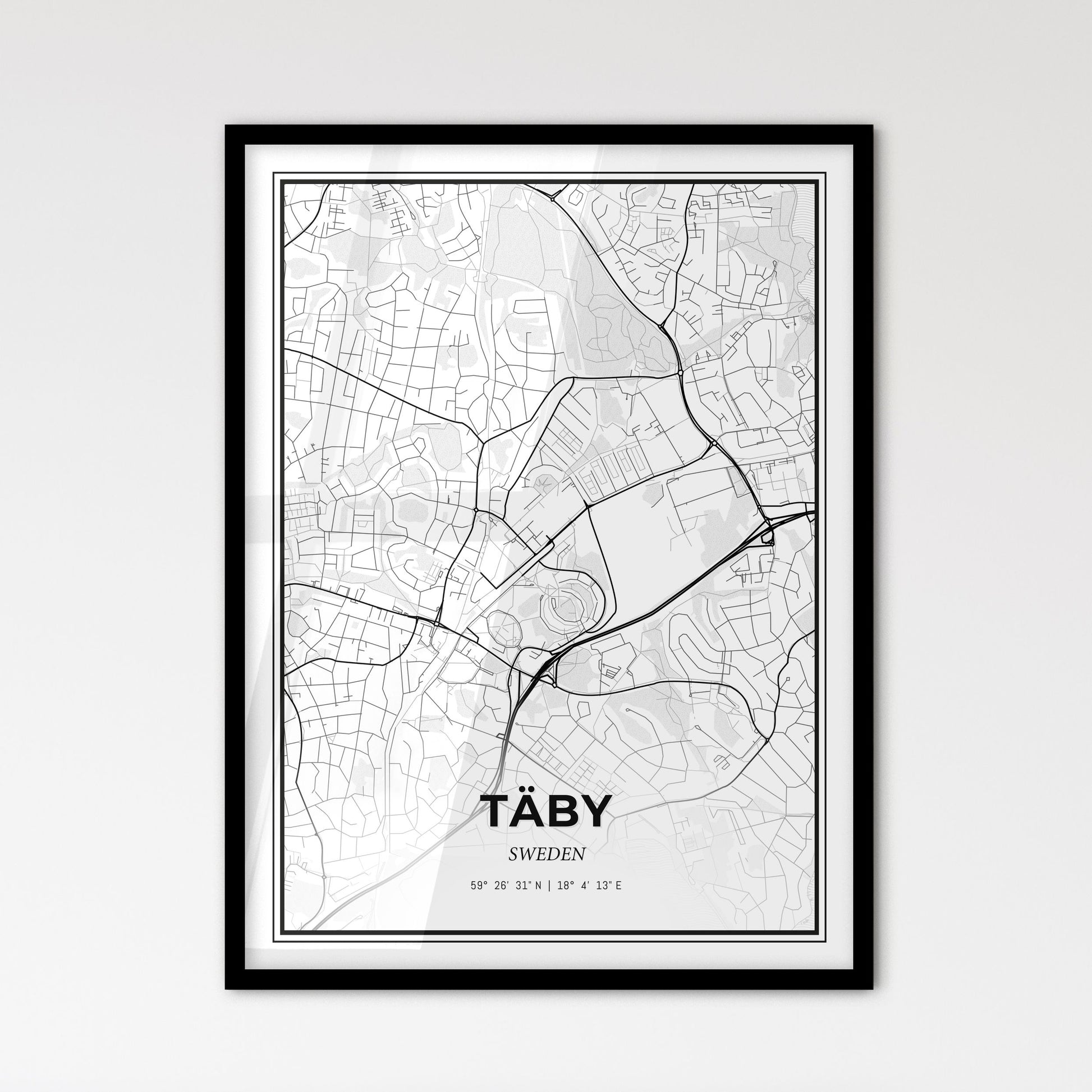 Täby Sweden - Scandinavian Style City Map for Modern Home Decor