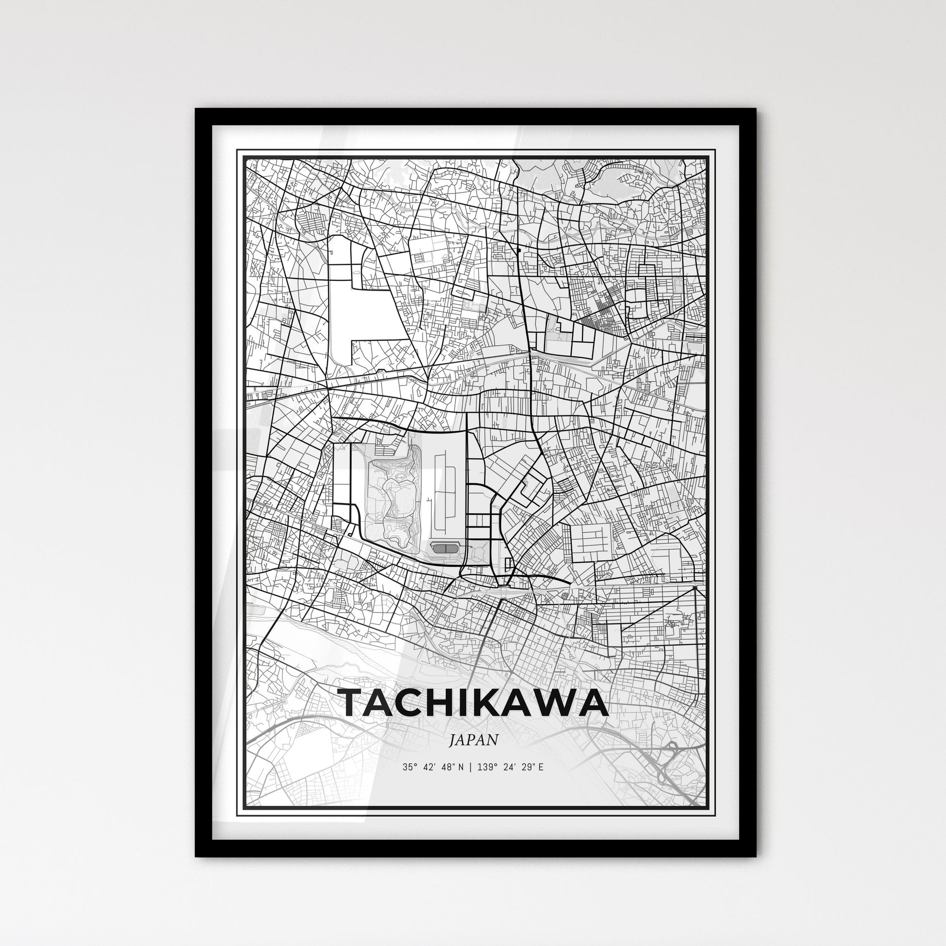 Tachikawa Japan - Scandinavian Style City Map for Modern Home Decor