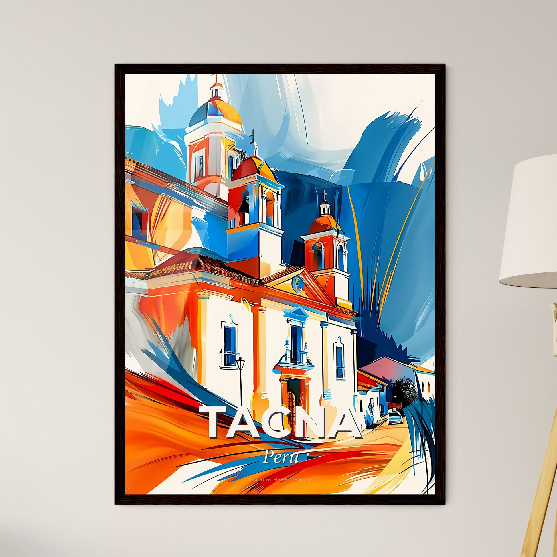 Vibrant Tacna, Peru - A Painting Of A Church