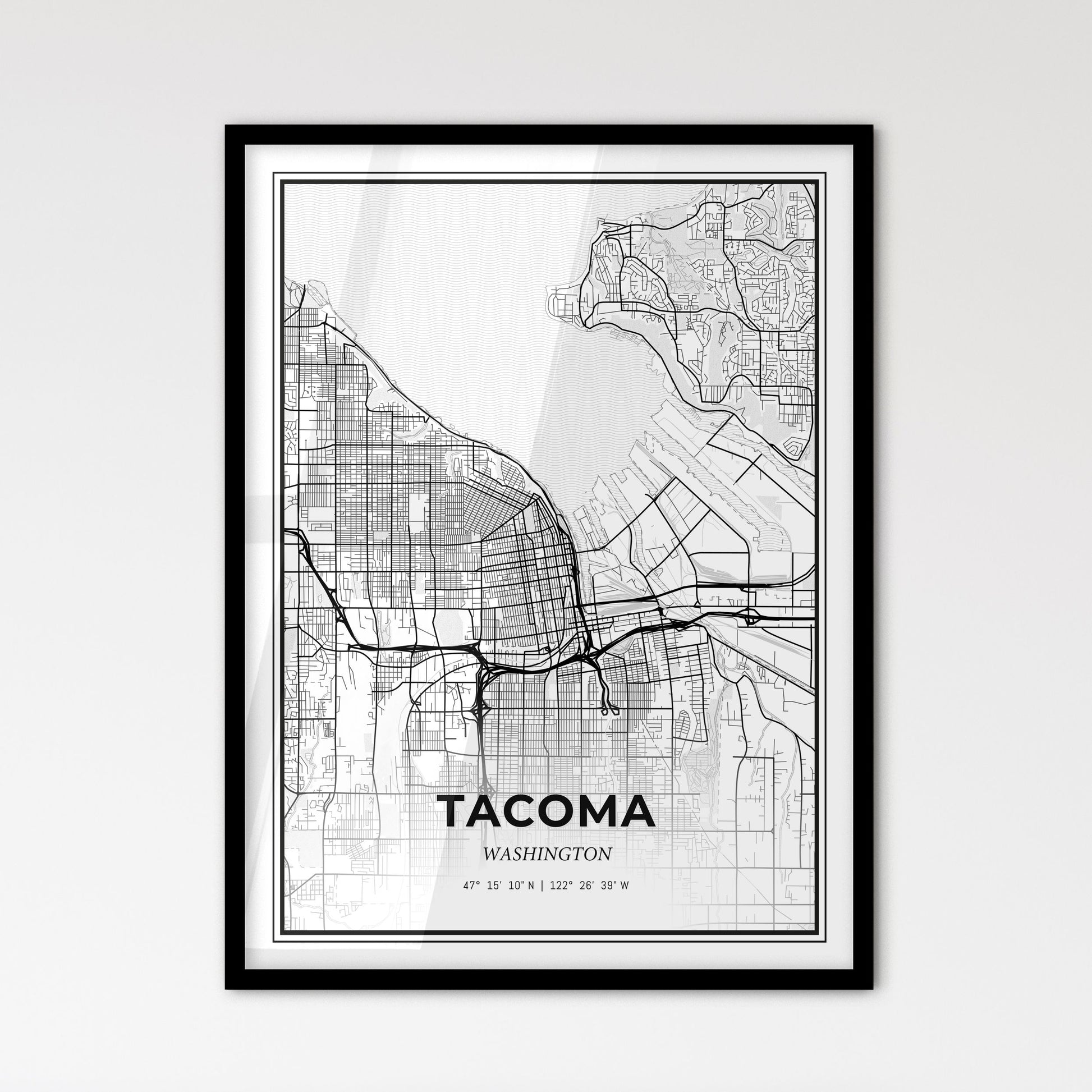 Tacoma Washington - Scandinavian Style City Map for Modern Home Decor