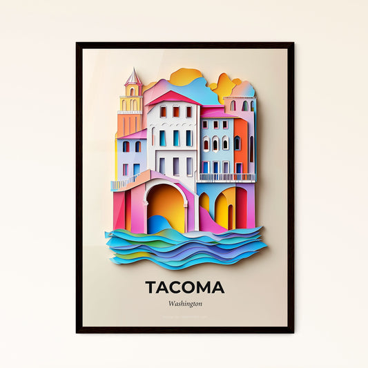 Vivid Tacoma, Washington - a paper cut of a colorful city by the water