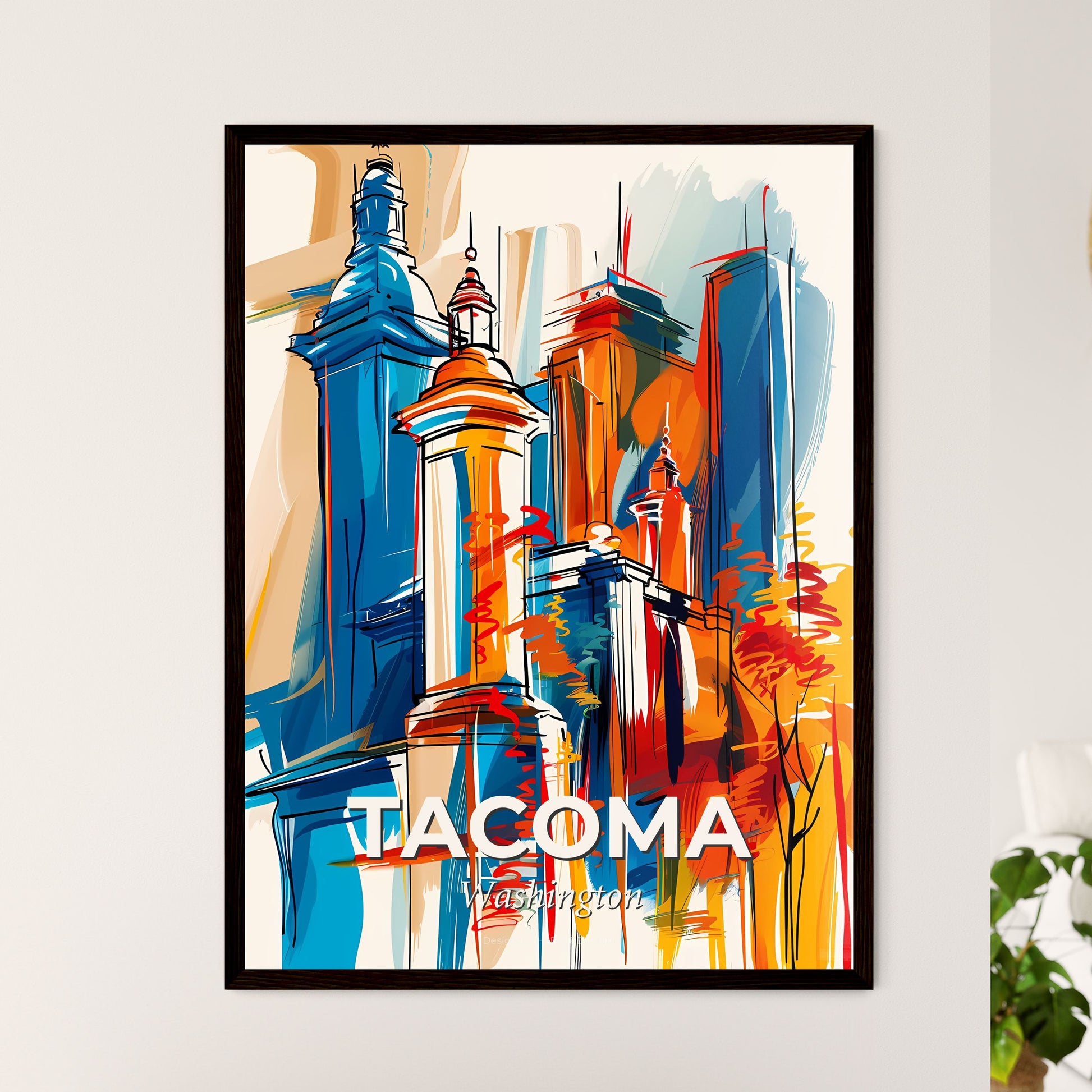 Vibrant Tacoma, Washington - A Colorful Drawing Of A City