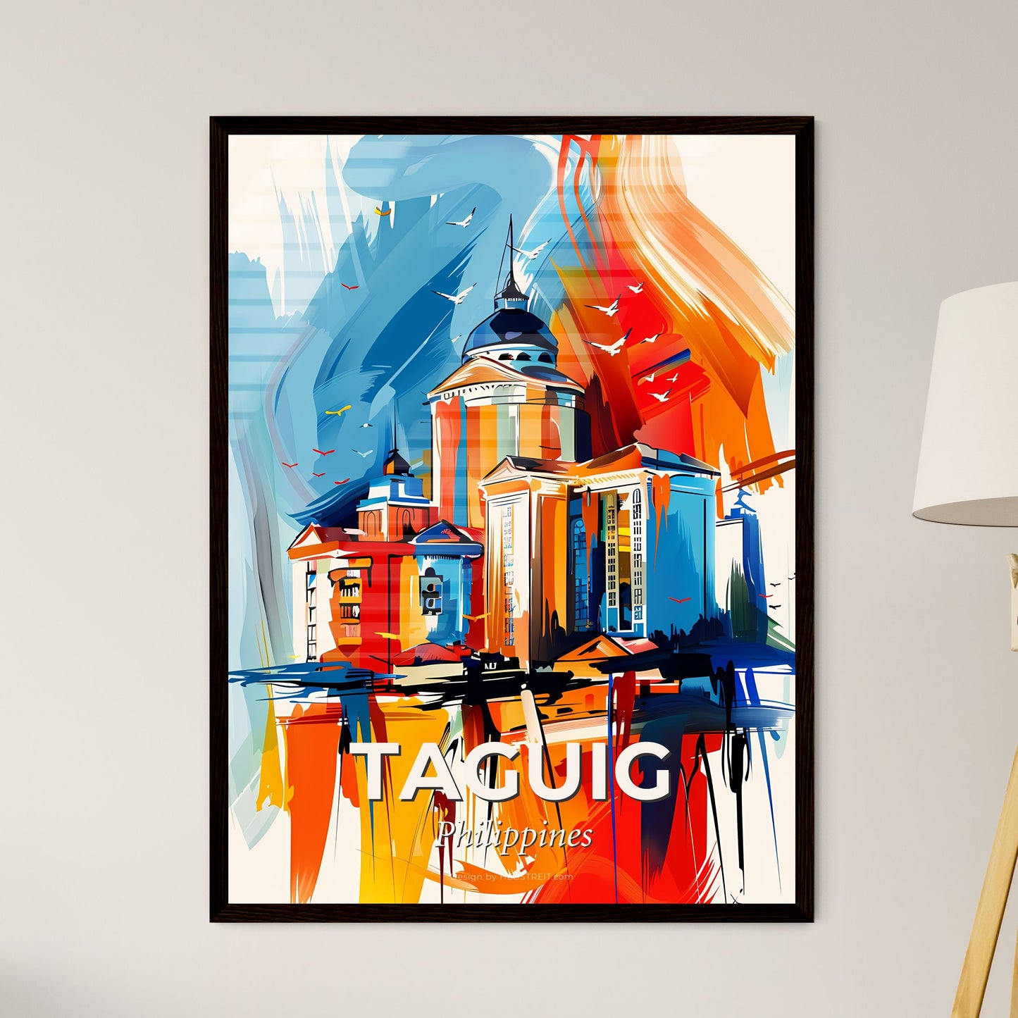 Vibrant Taguig, Philippines - A Painting Of A Building