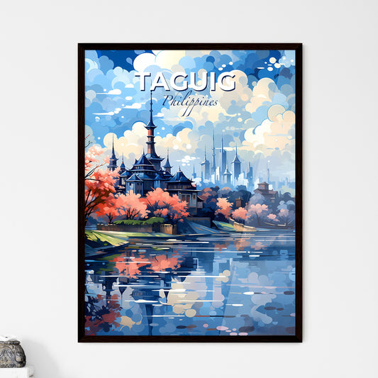 Abstract Painting of a Castle by a Lake in Taguig Philippines Skyline Art Digital Artwork Default Title