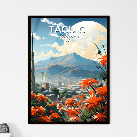 Painting of Taguig, Philippines City Skyline with Orange Flowers Default Title