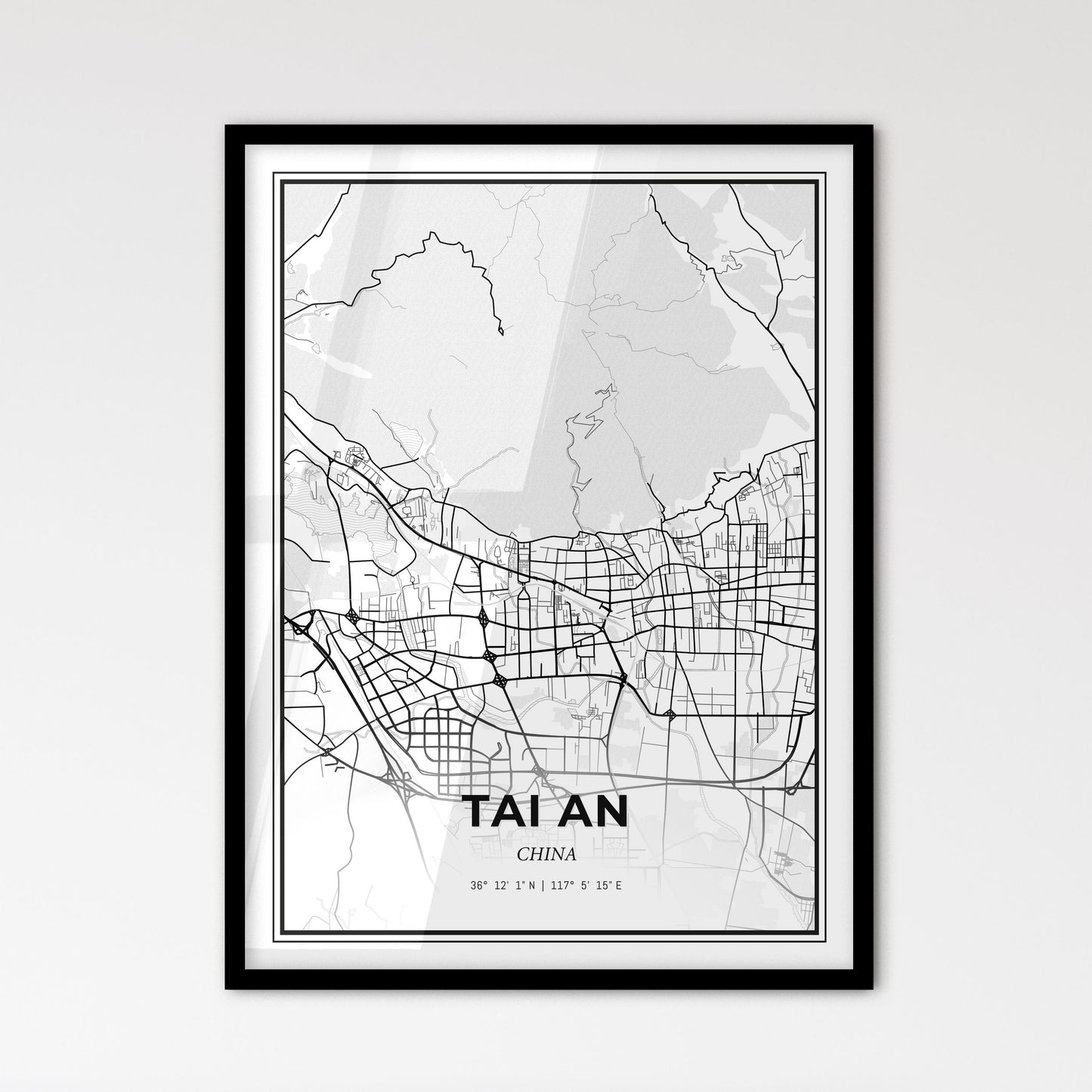 Tai an China - Scandinavian Style City Map for Modern Home Decor