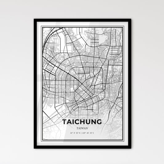 Taichung Taiwan - Scandinavian Style City Map for Modern Home Decor