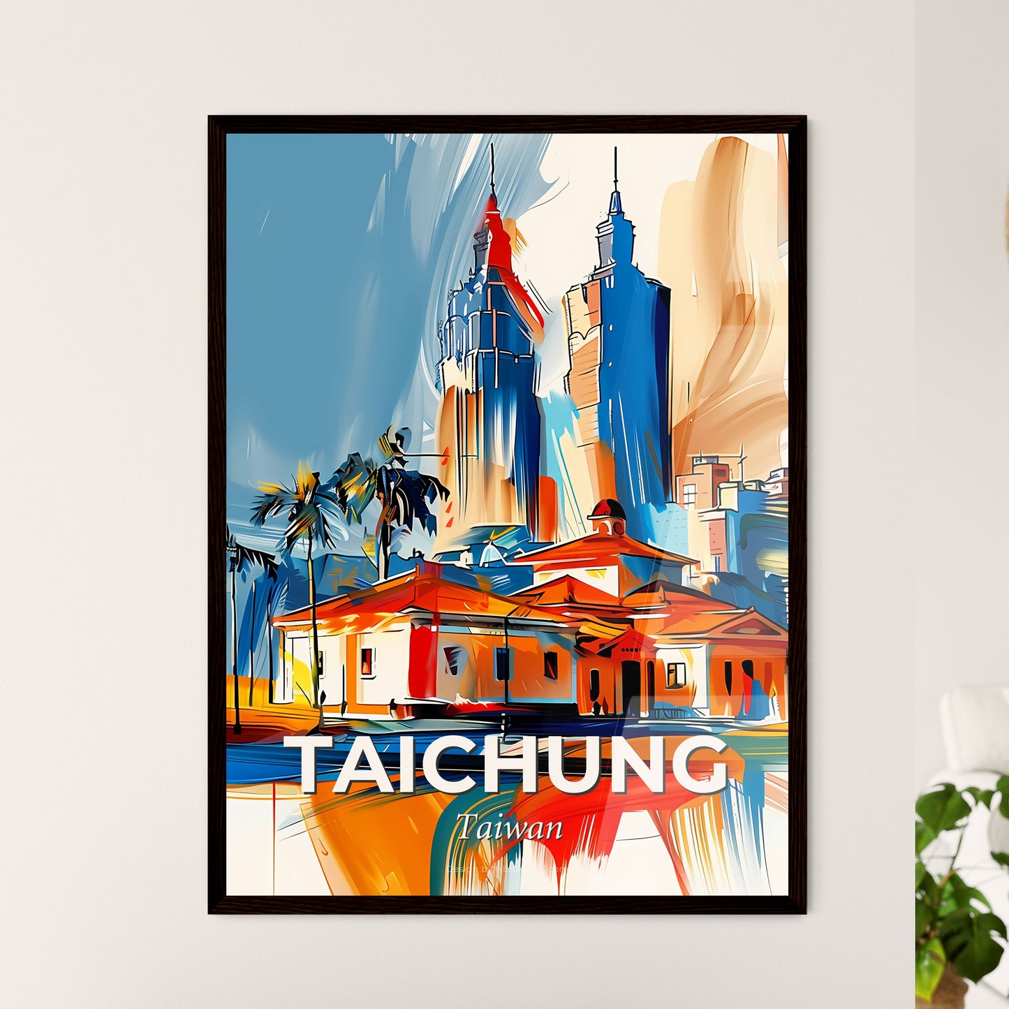 Vibrant Taichung, Taiwan - A Painting Of A City