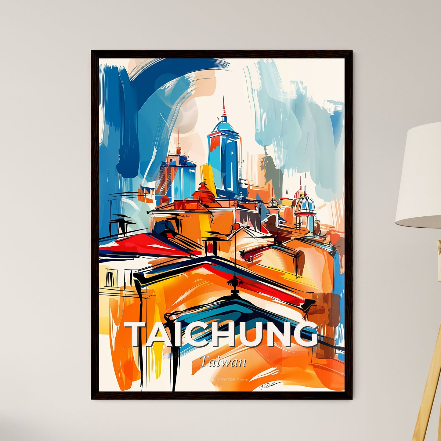 Vibrant Taichung, Taiwan - A Painting Of A City