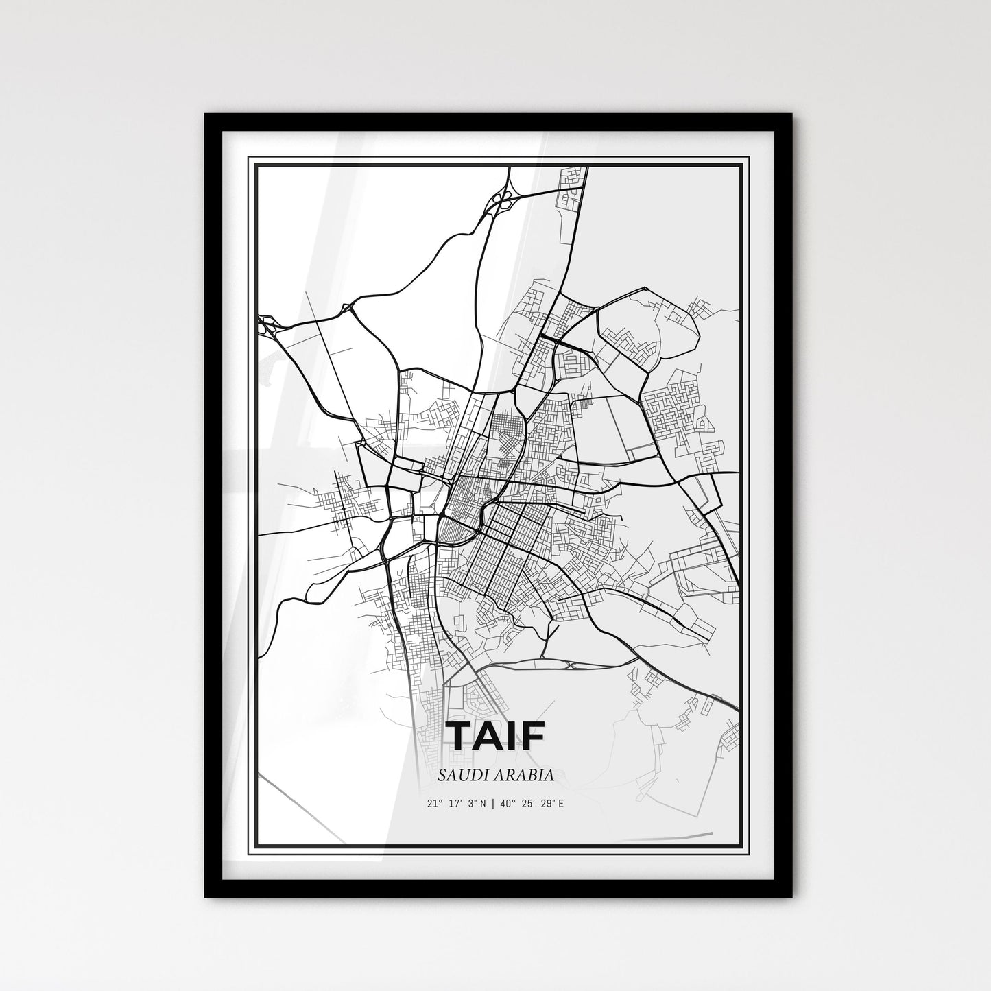 Taif Saudi Arabia - Scandinavian Style City Map for Modern Home Decor