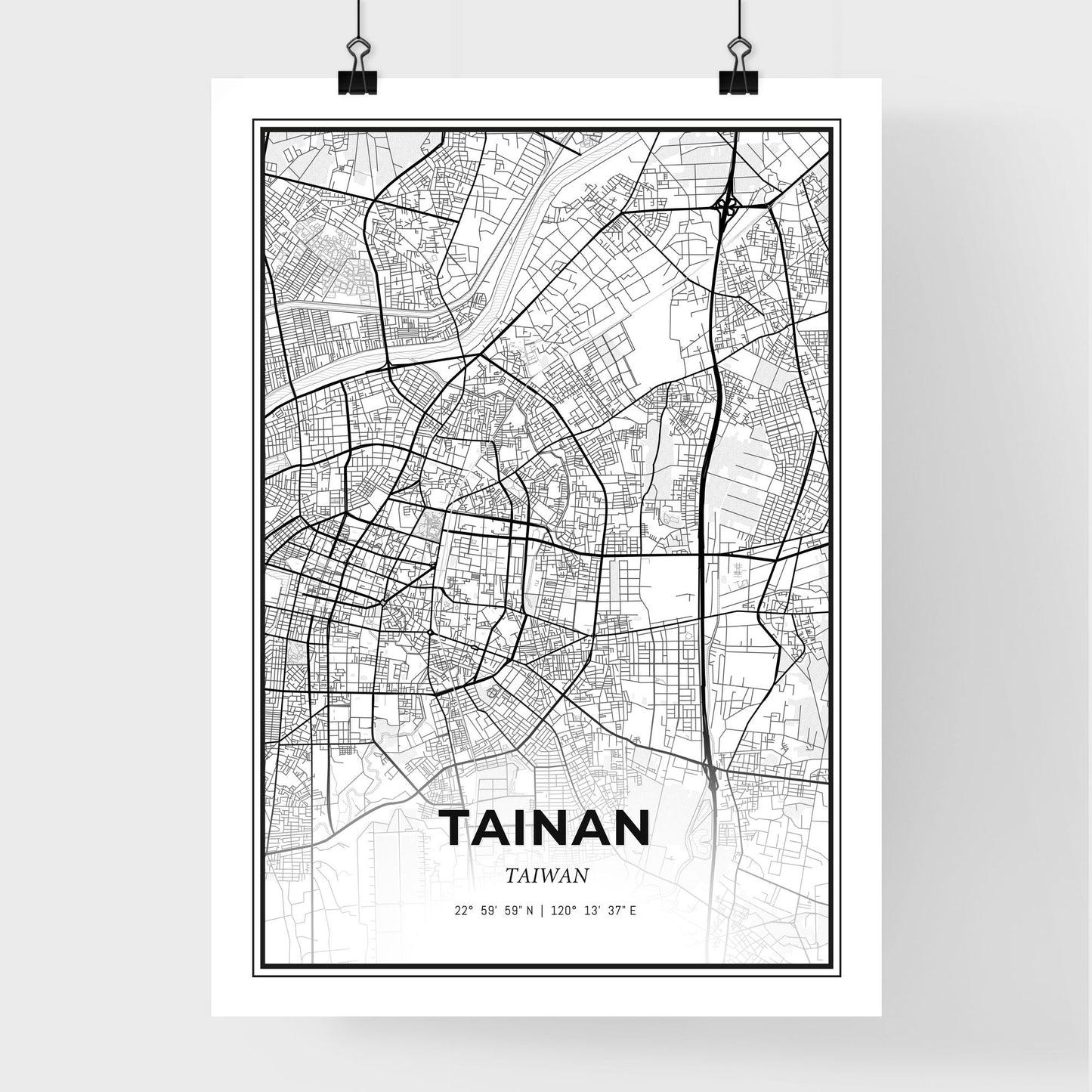 Tainan Taiwan - Premium City Map Poster