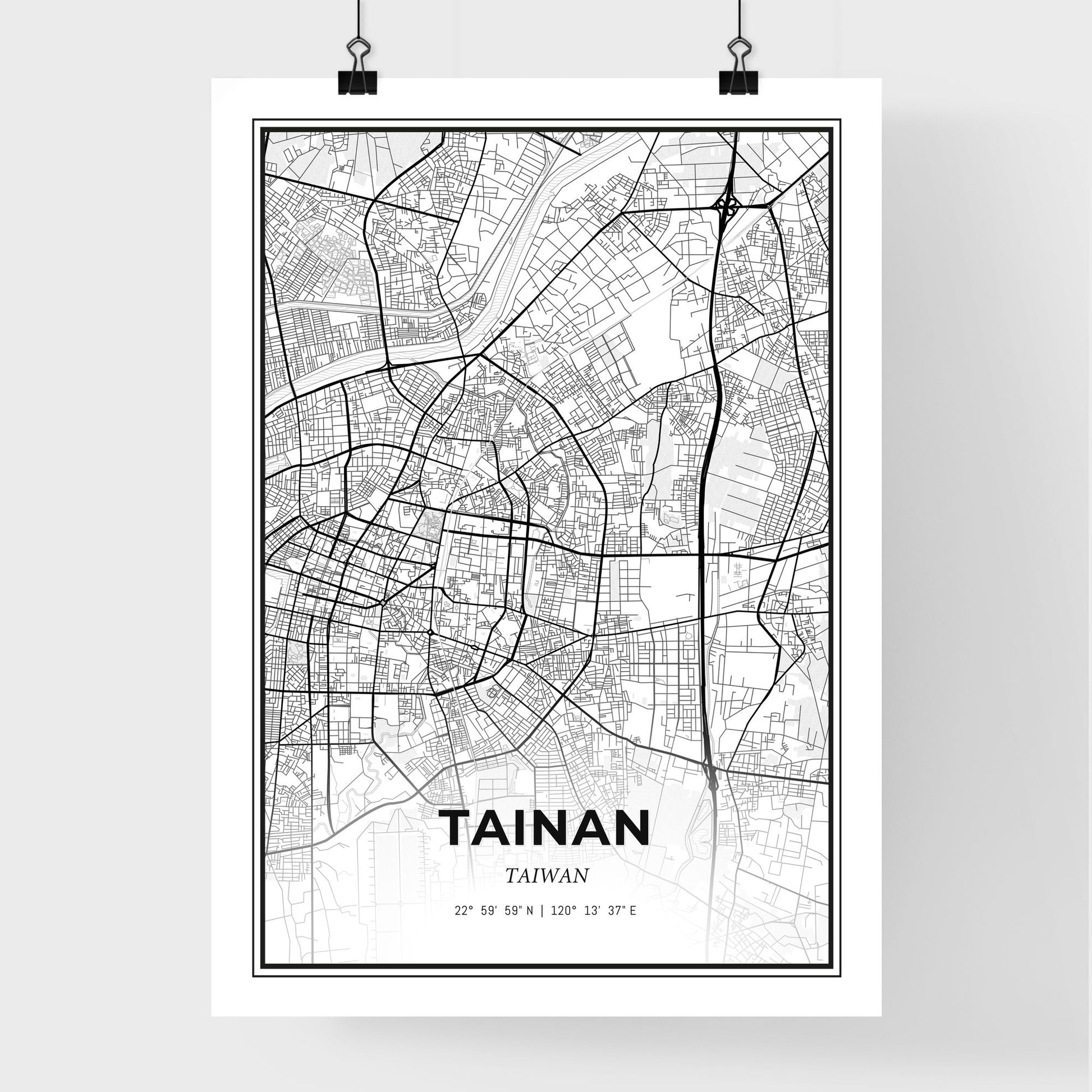 Tainan Taiwan - Premium City Map Poster